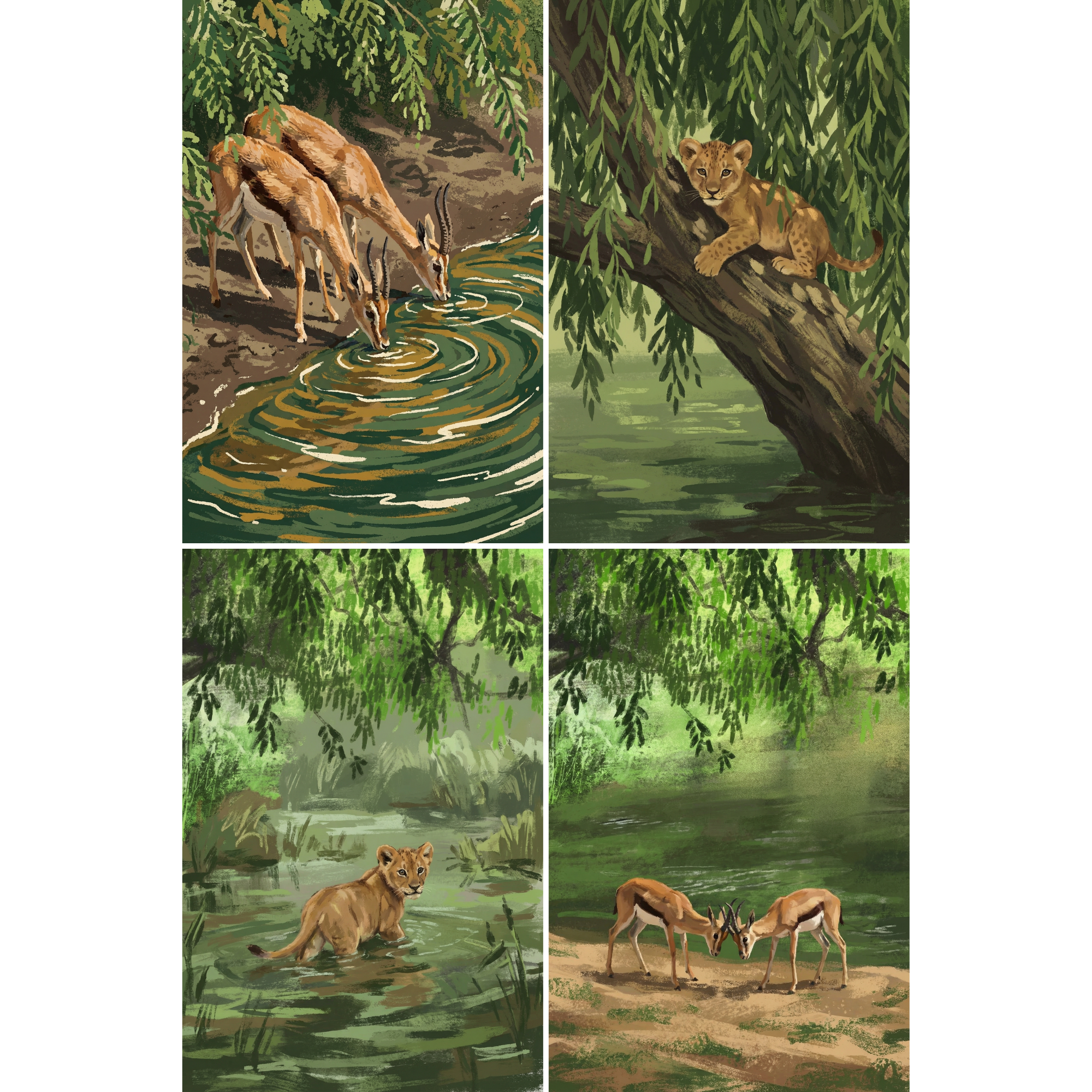 Willow Canopy Safari Animal Wall Art Set of 4 - Wild River Stories