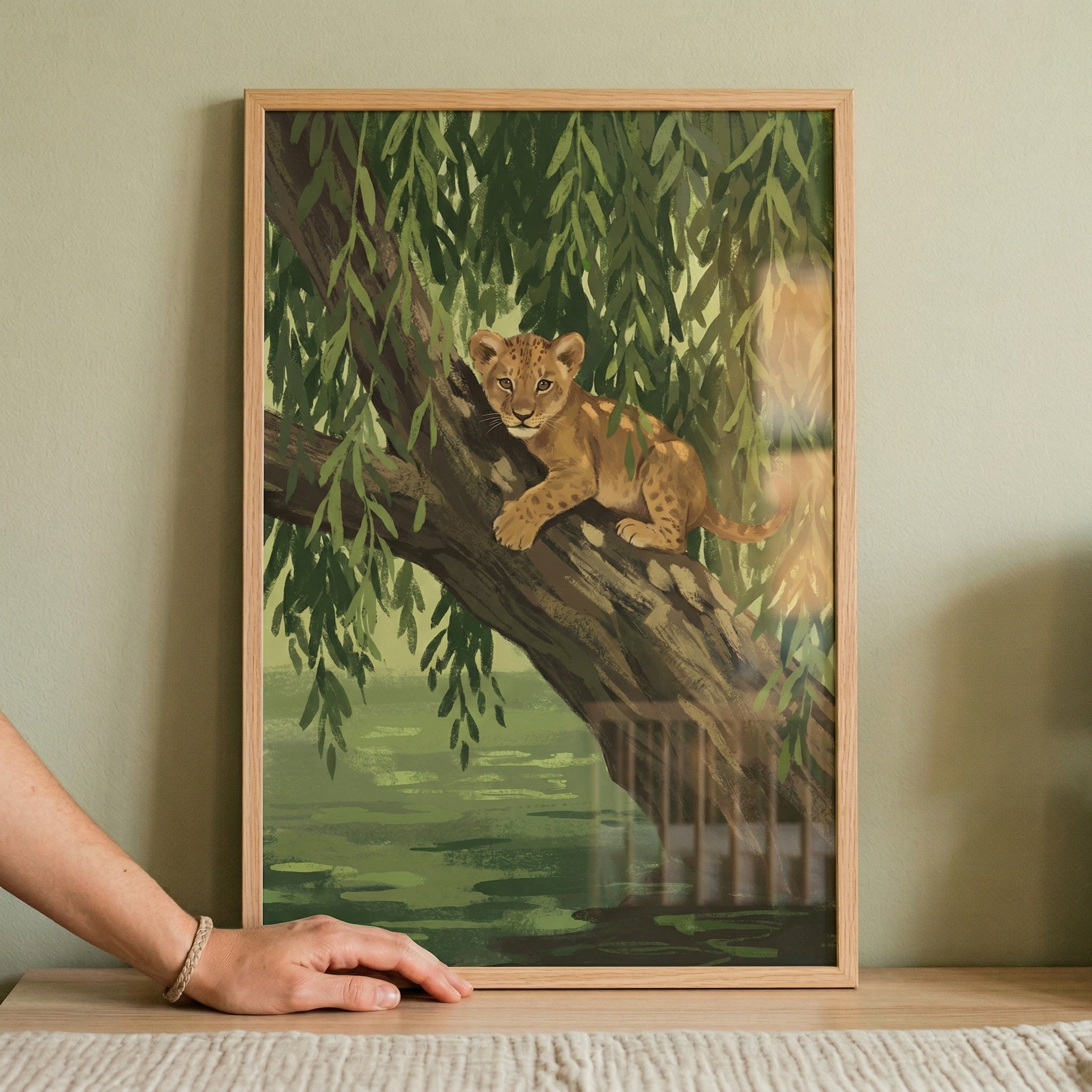 Willow Climbing Lion Cub Wall Art - Jungle Cub Perch