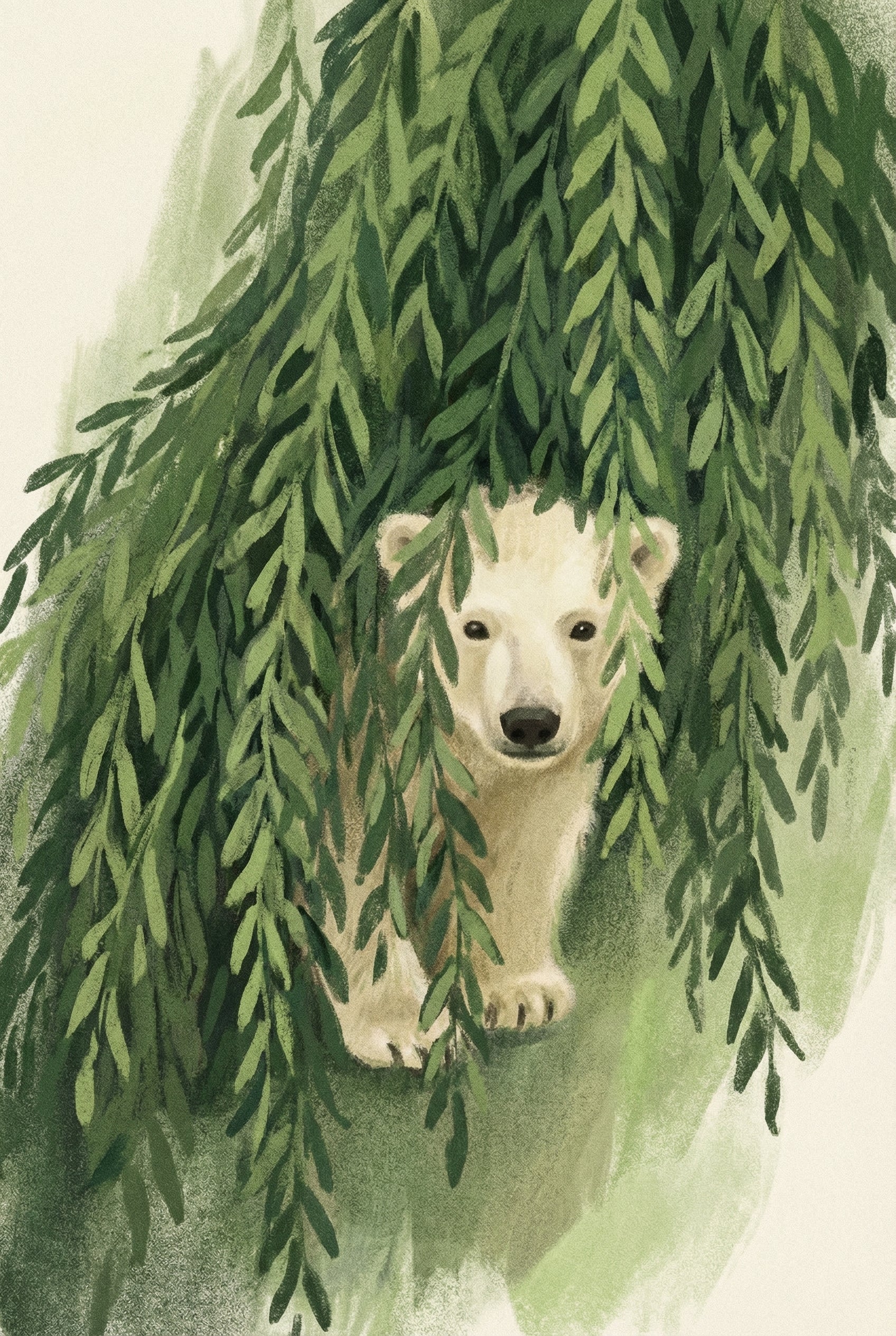 Willow Peeking Polar Bear Wall Art - Hidden Polar Cub