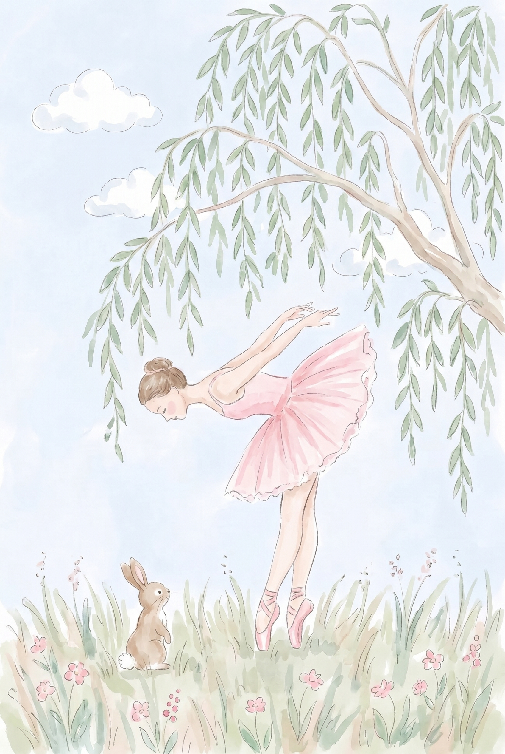 Willow Tree Pink Ballerina Wall Art - Graceful Meadow Dance