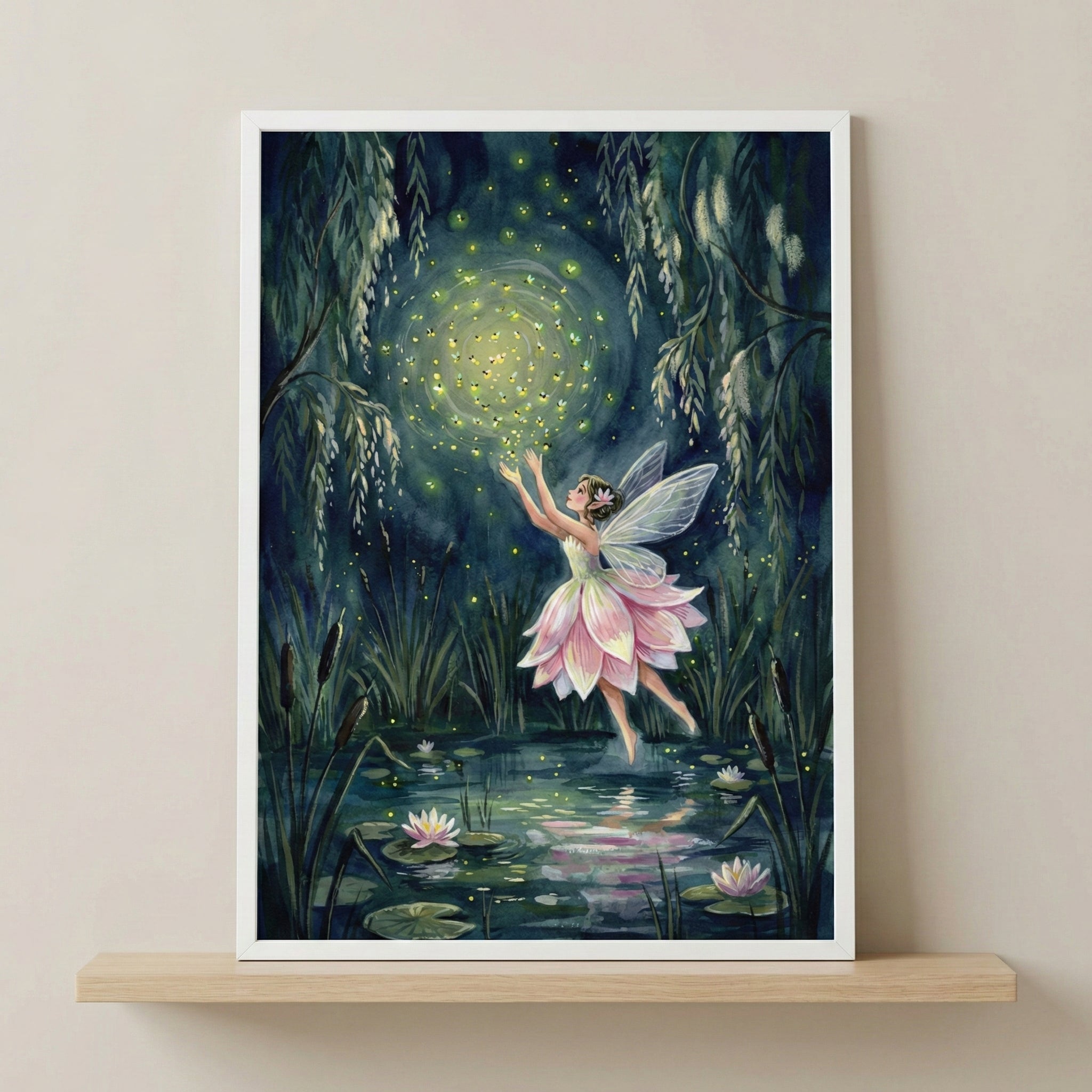 Little Light Dance - Fairy Framed Wall Art for Nursery, Playroom or Kids Bedrooms