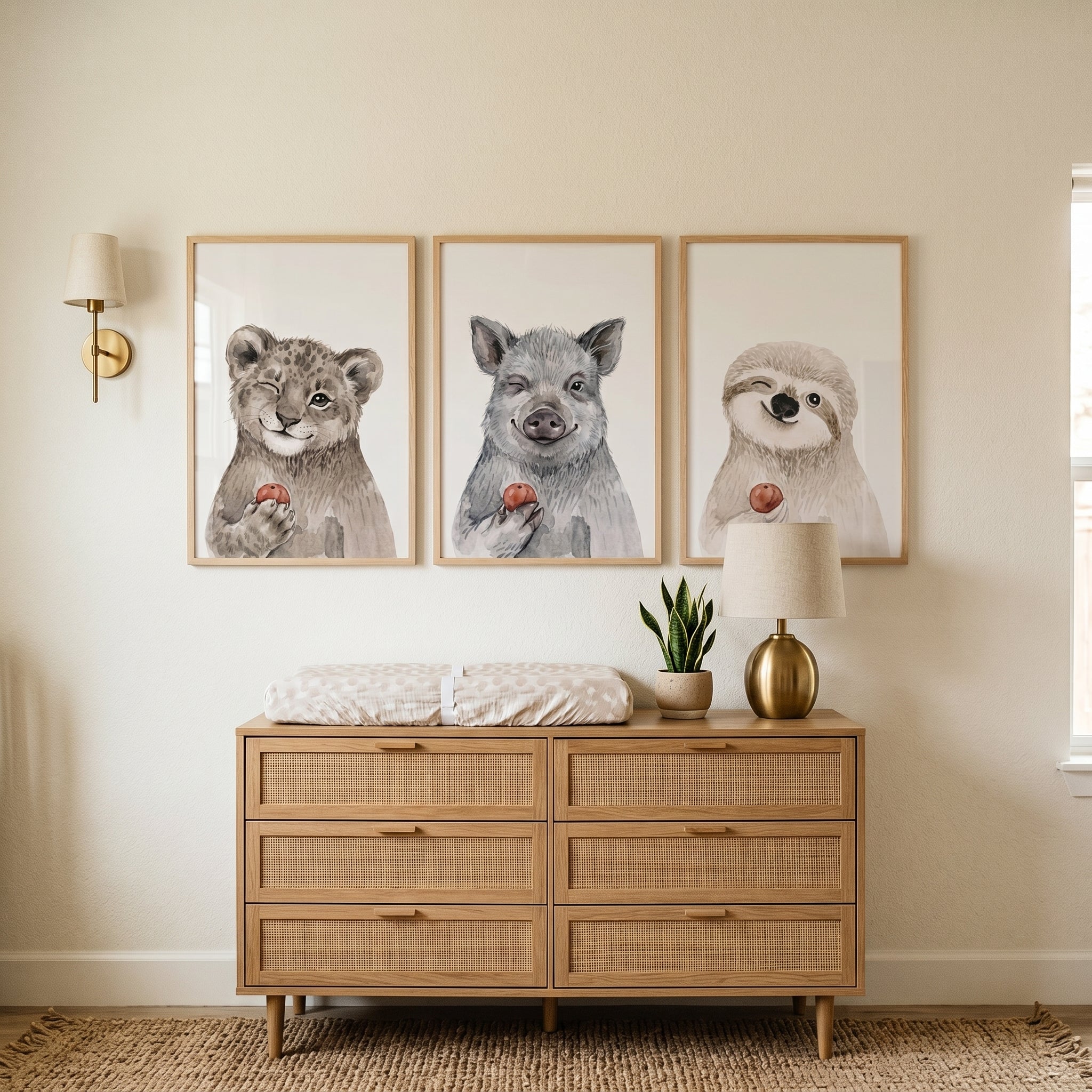 Winking Baby Animal Wall Art Set of 3 - Sweet Berry Buddies