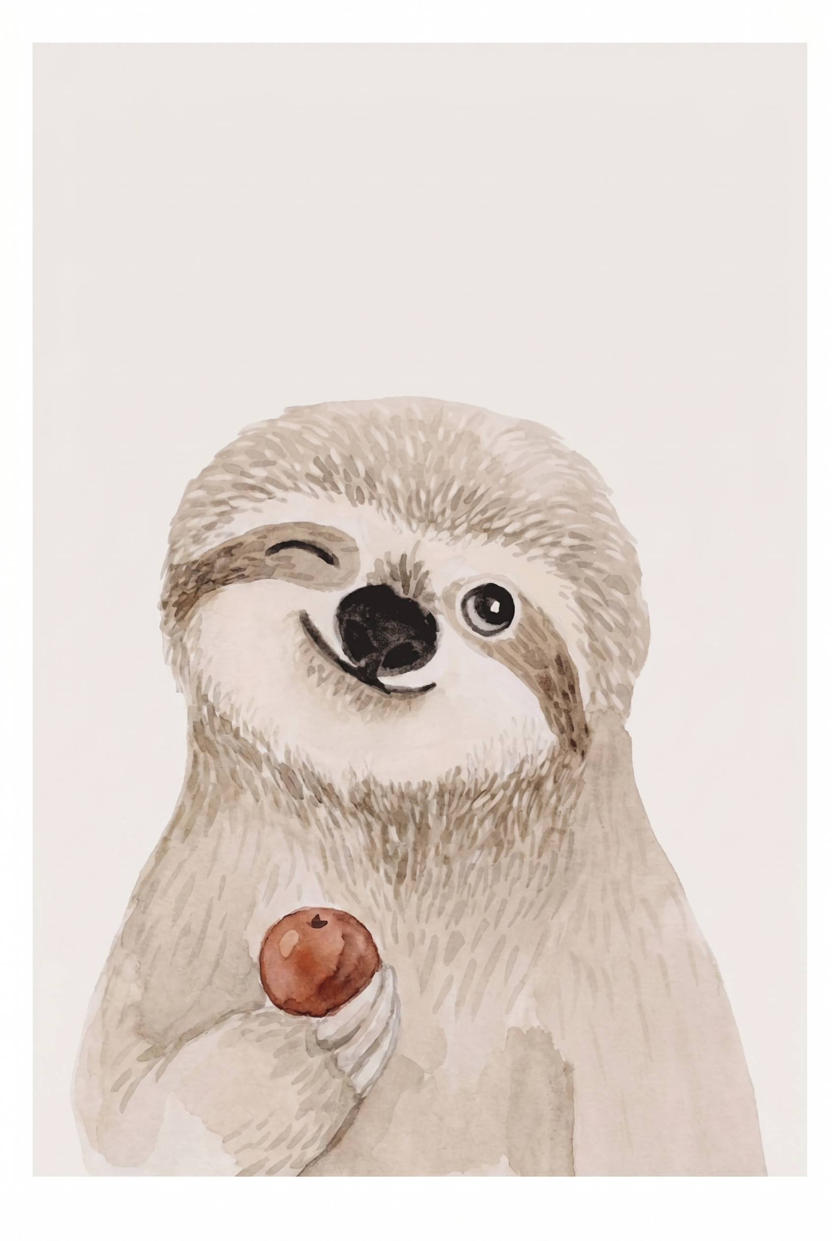 Winking Red Apple Sloth Wall Art - Winking Sloth Friend
