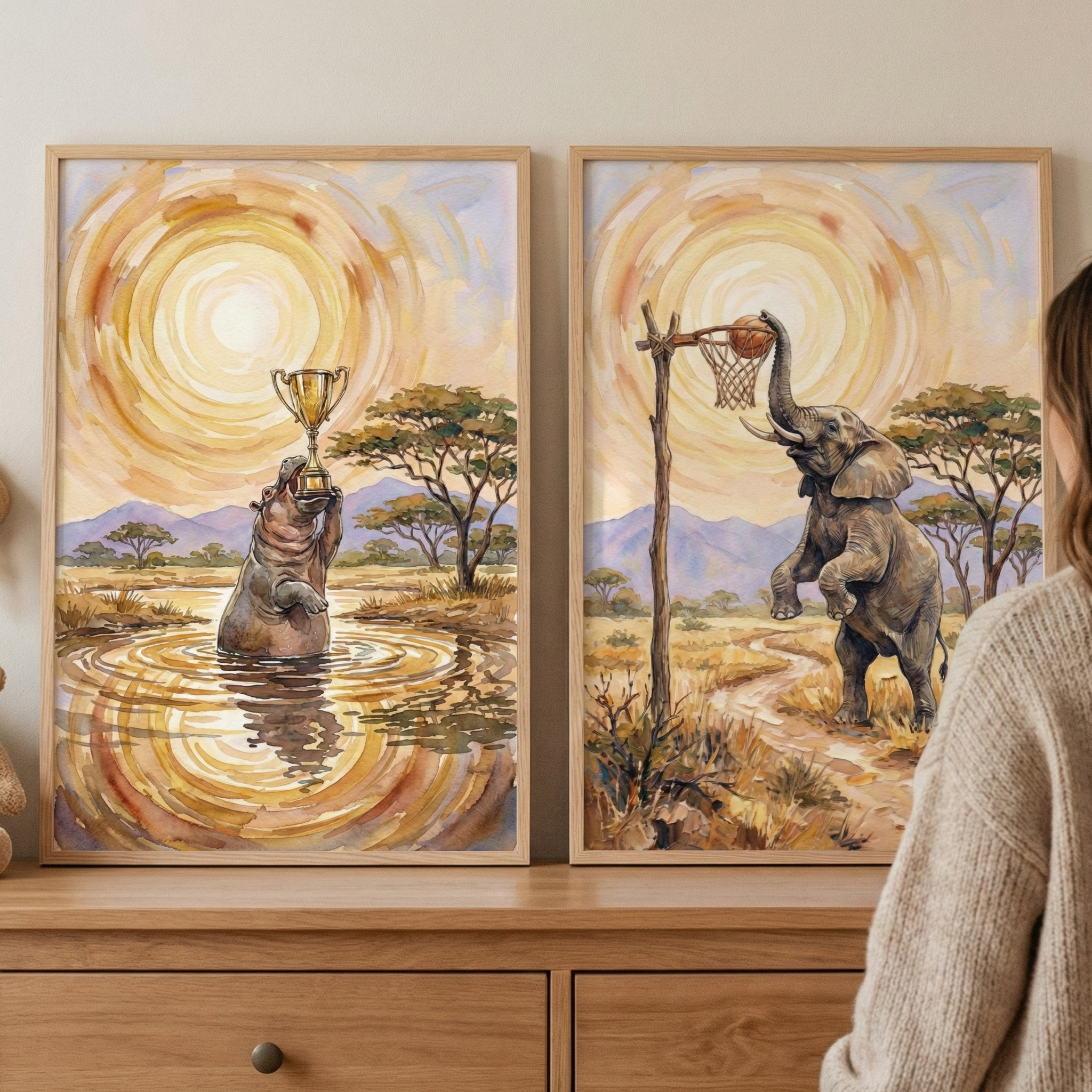 Safari Nursery Artwork Set of 2 - Wild Game Winners