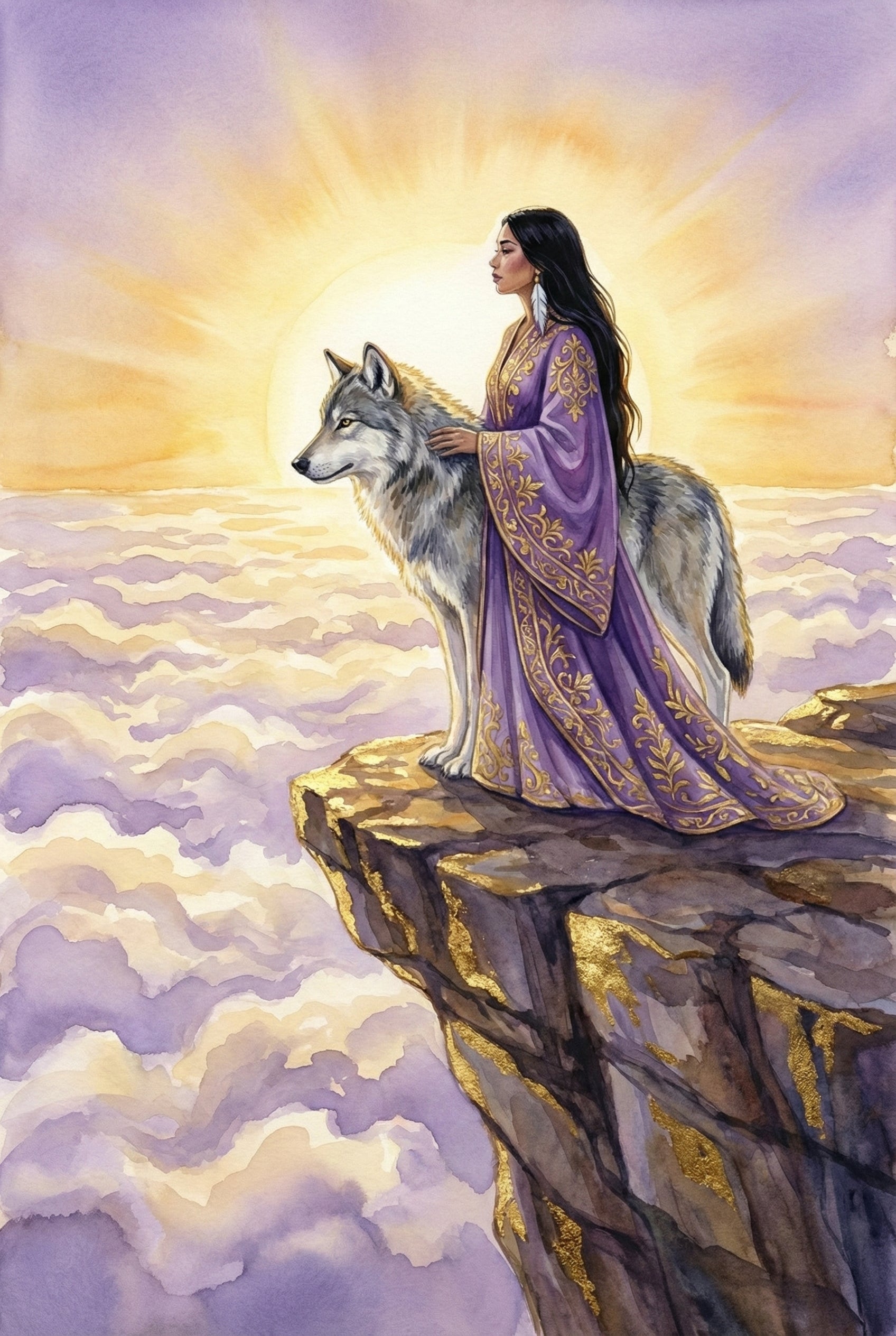 Wolf Kids Room Wall Art - Celestial Wolf Guardian