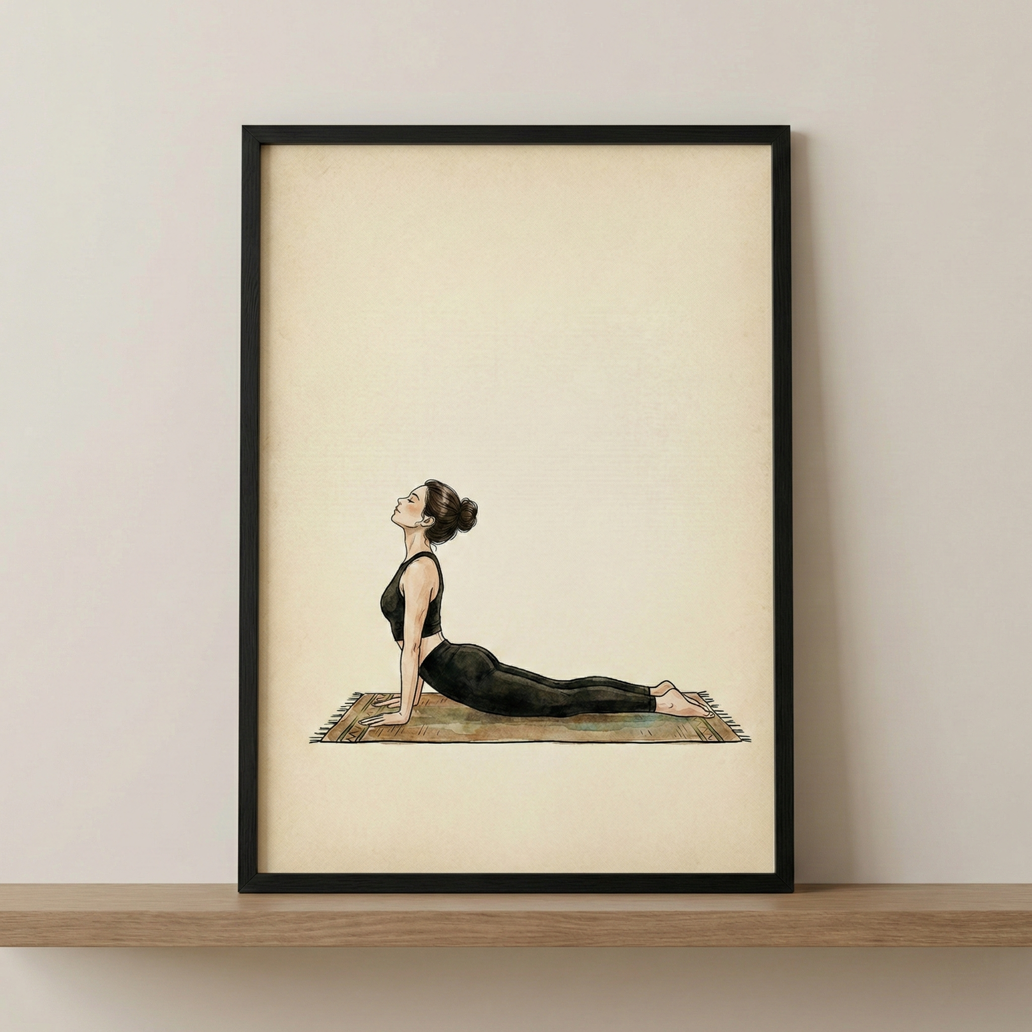 Yoga Woman Watercolor Illustration Wall Art - Gentle Morning Stretch