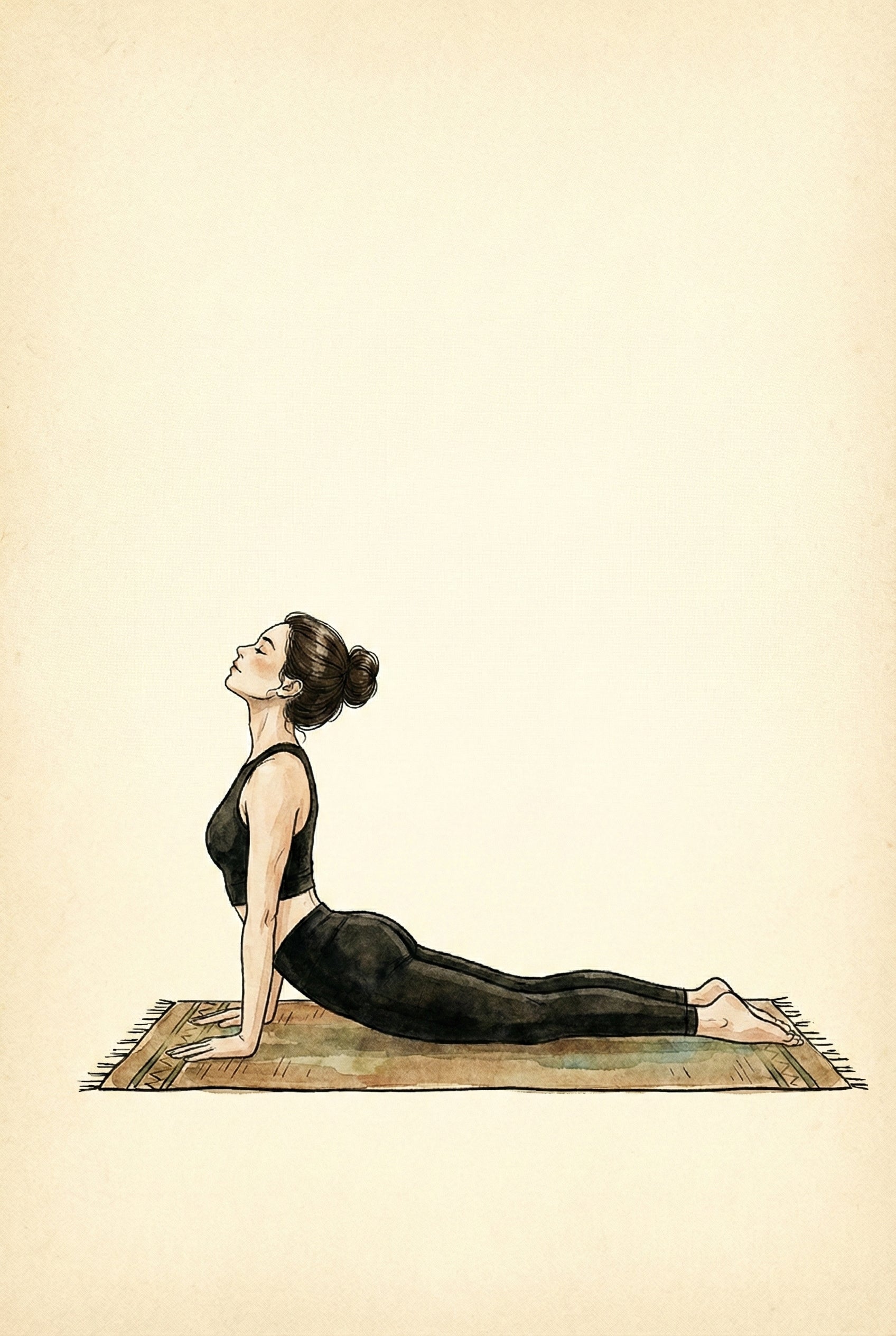 Yoga Woman Watercolor Illustration Wall Art - Gentle Morning Stretch