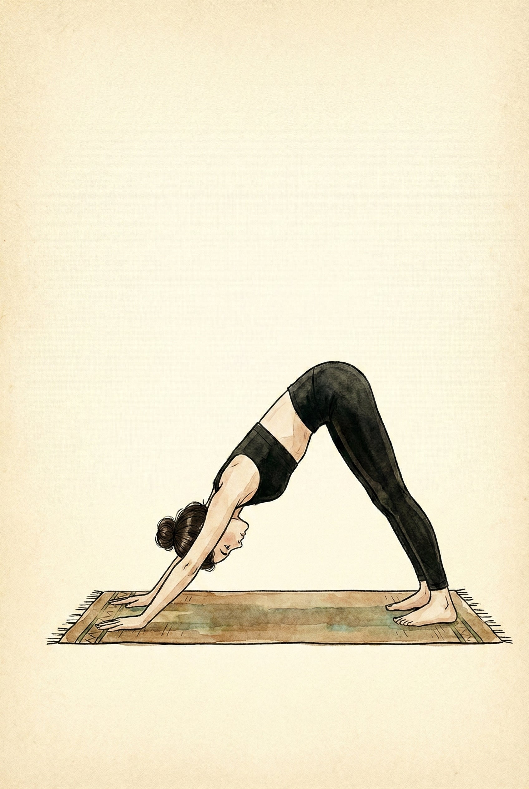 Yoga Pose Watercolor Illustration Wall Art - Serene Yoga Flow