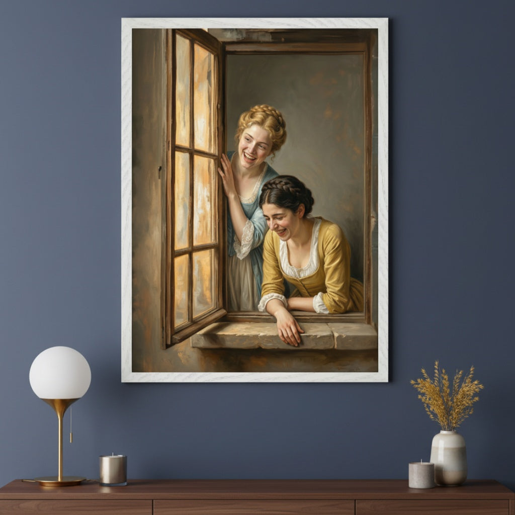 Golden Laughter - Women Framed Wall Art for Living Room, Bedroom or Office