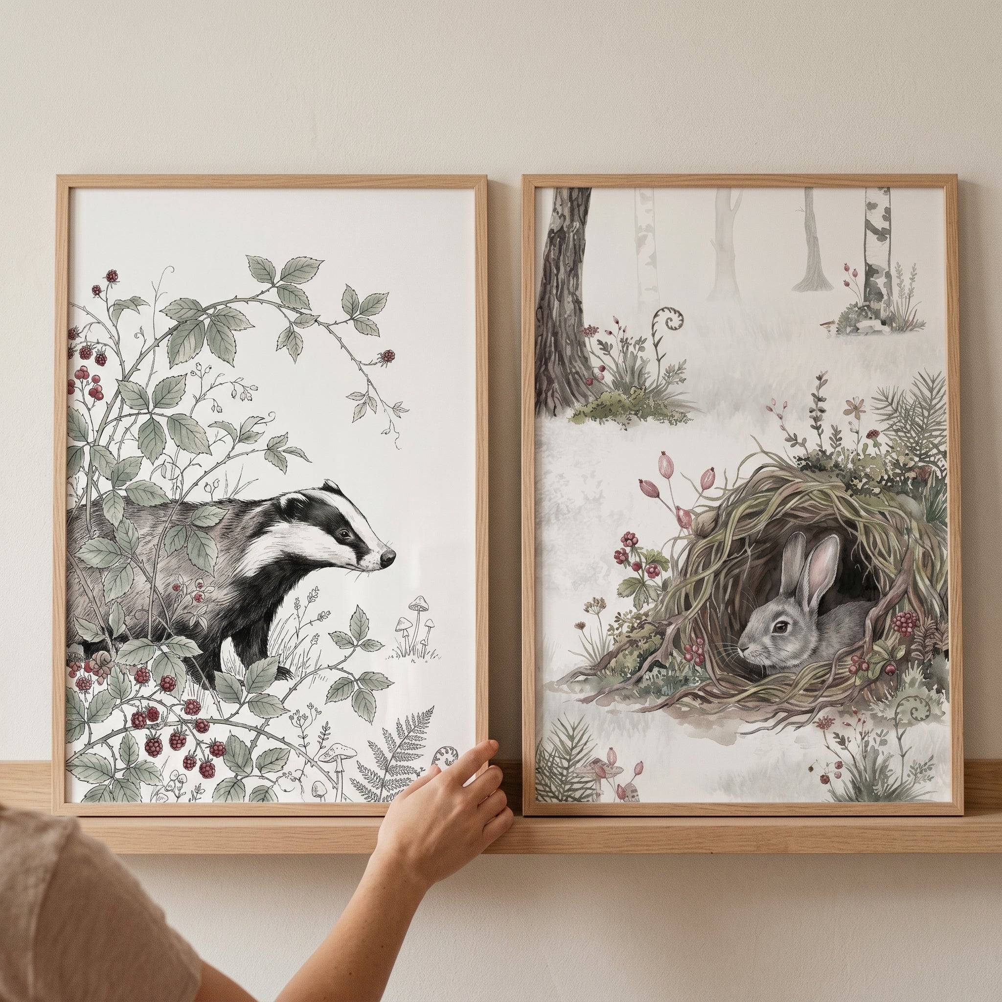 Woodland Animals Wall Art Set of 2 - Burrow And Bramble