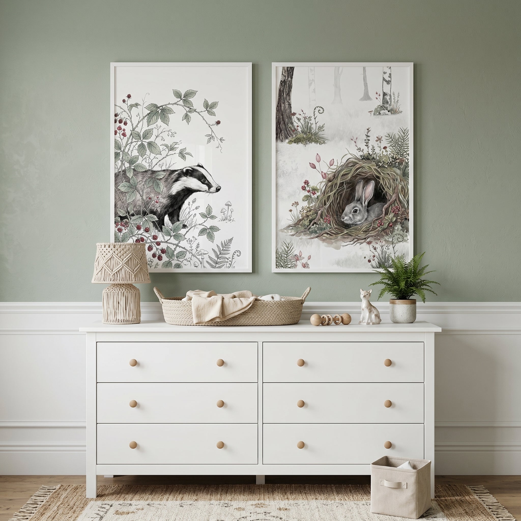 Woodland Animals Wall Art Set of 2 - Burrow And Bramble