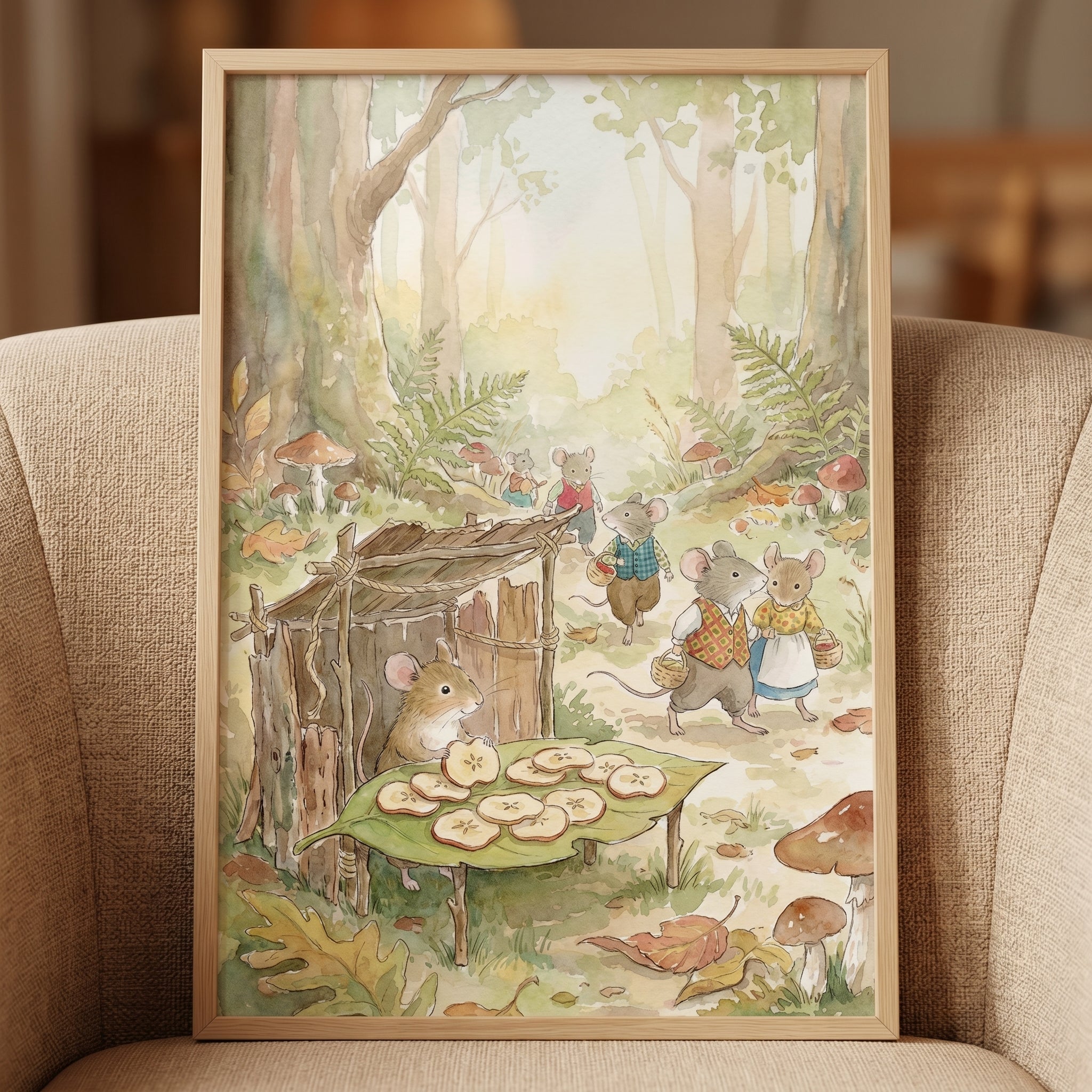 Woodland Apple Seller Mouse Wall Art - Woodland Apple Stand