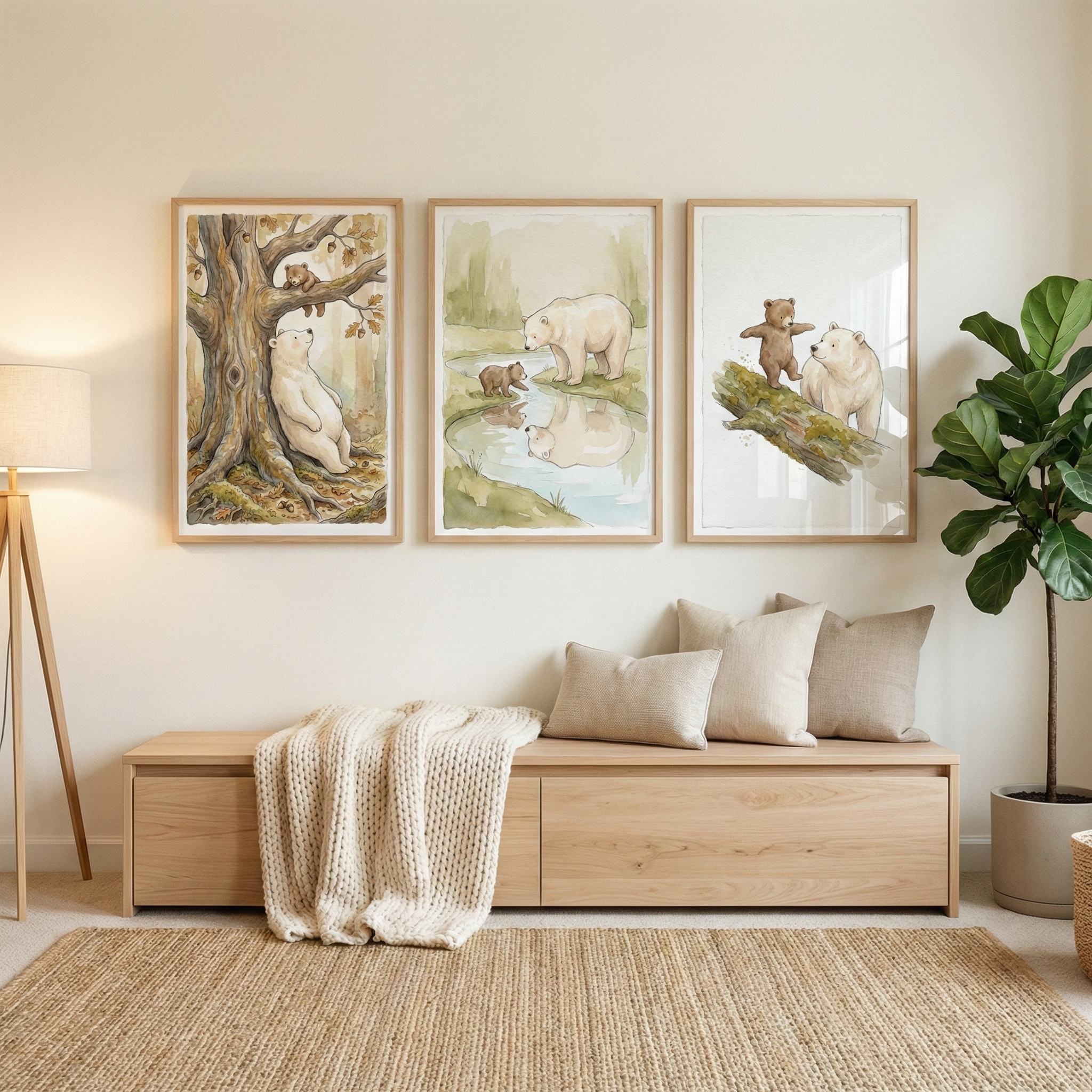 Woodland Bear Artwork Set of 3 - Woodland Bear Tales