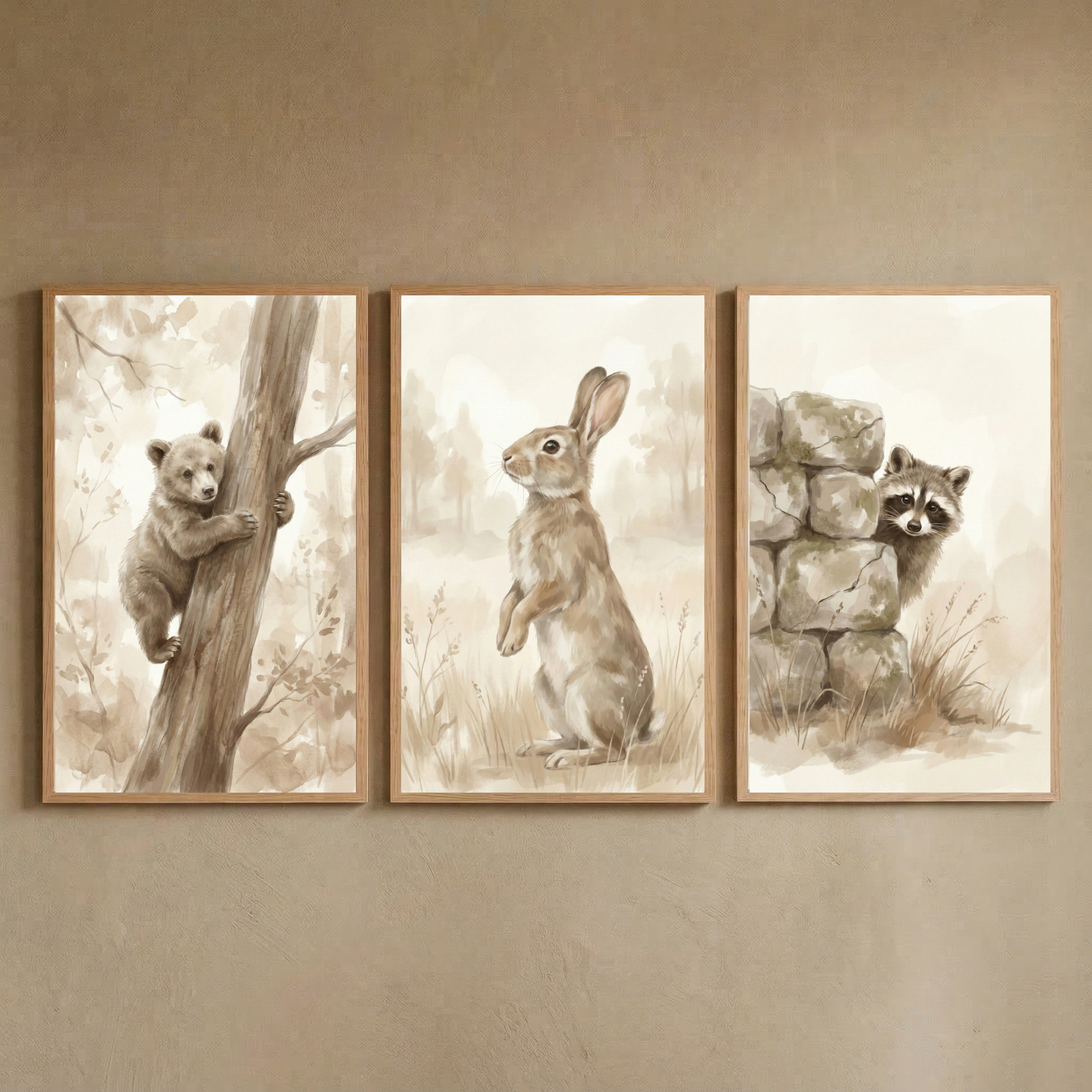 Woodland Wall Art Set of 3 - Curious Forest Trio
