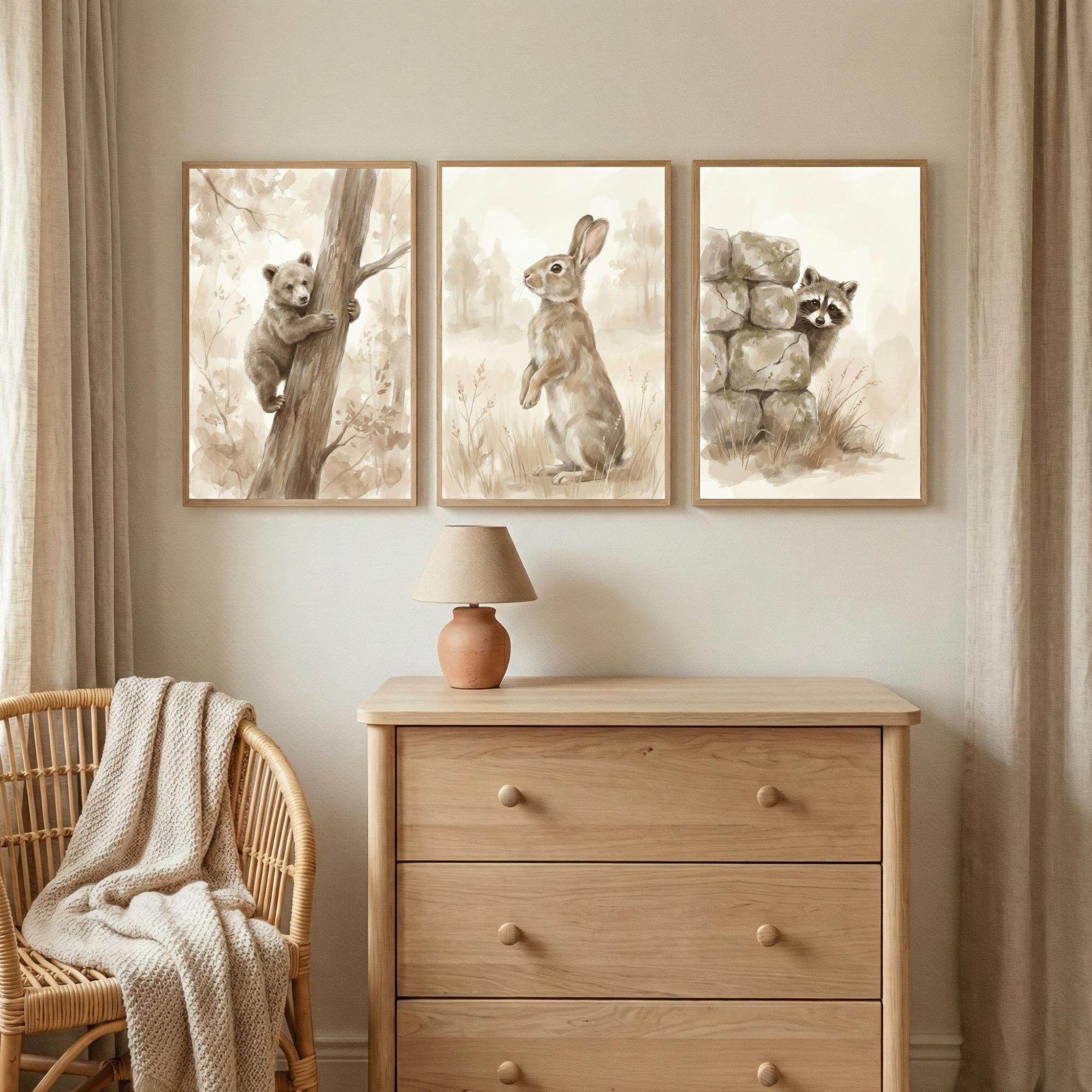 Woodland Wall Art Set of 3 - Curious Forest Trio