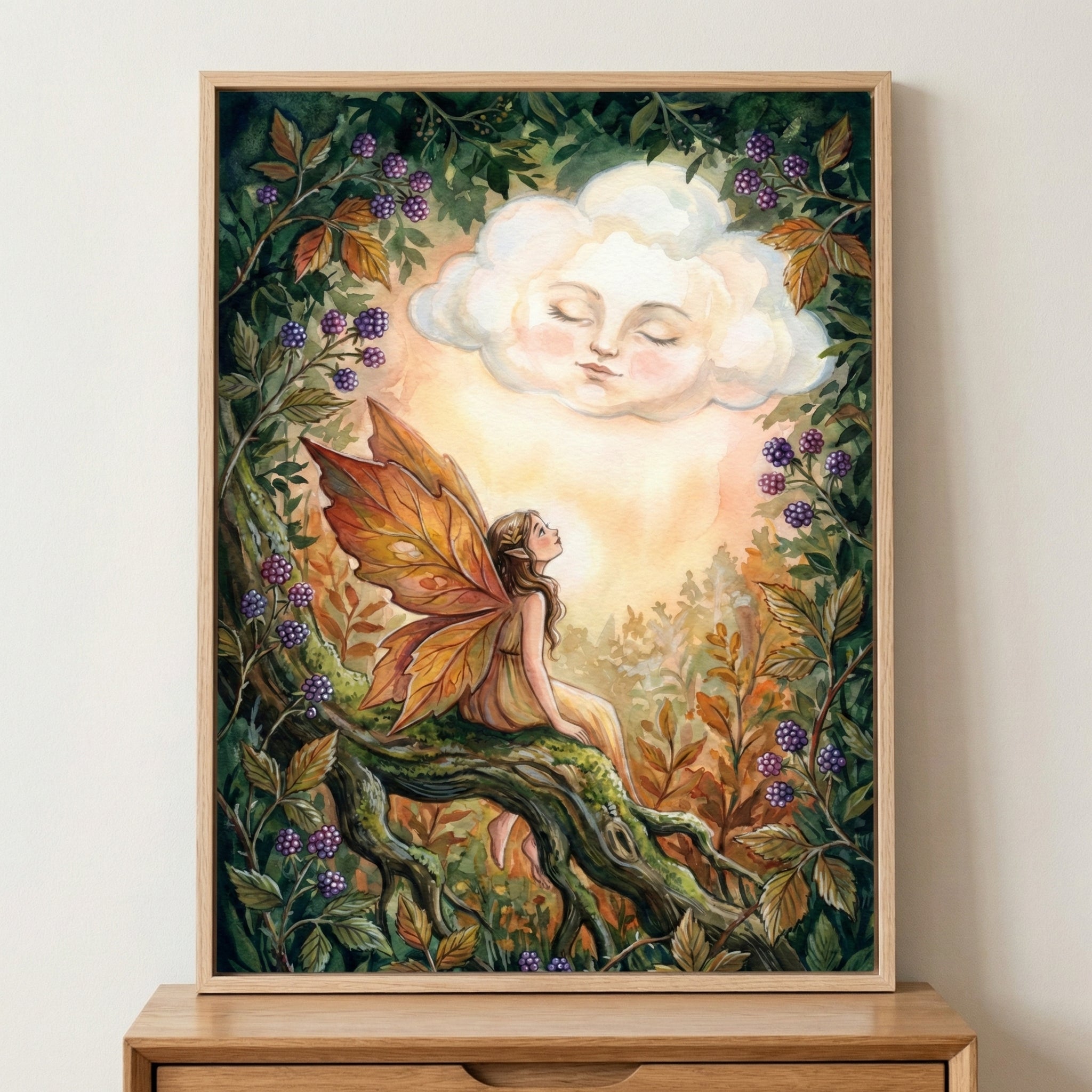 Dream Cloud Gazer - Fairy Framed Wall Art for Nursery, Playroom or Kids Bedrooms