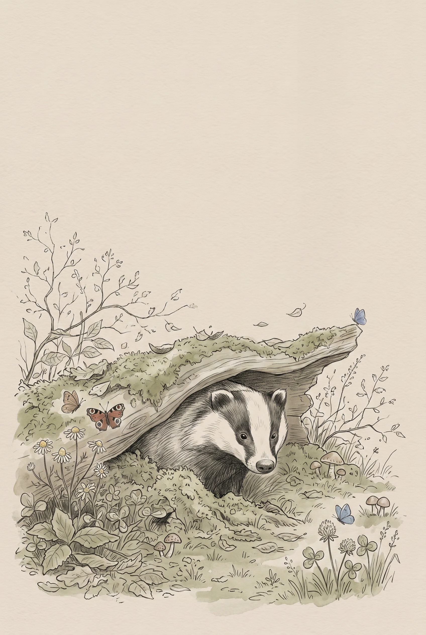 Woodland Mossy Den Badger Wall Art - Hidden Mossy Den
