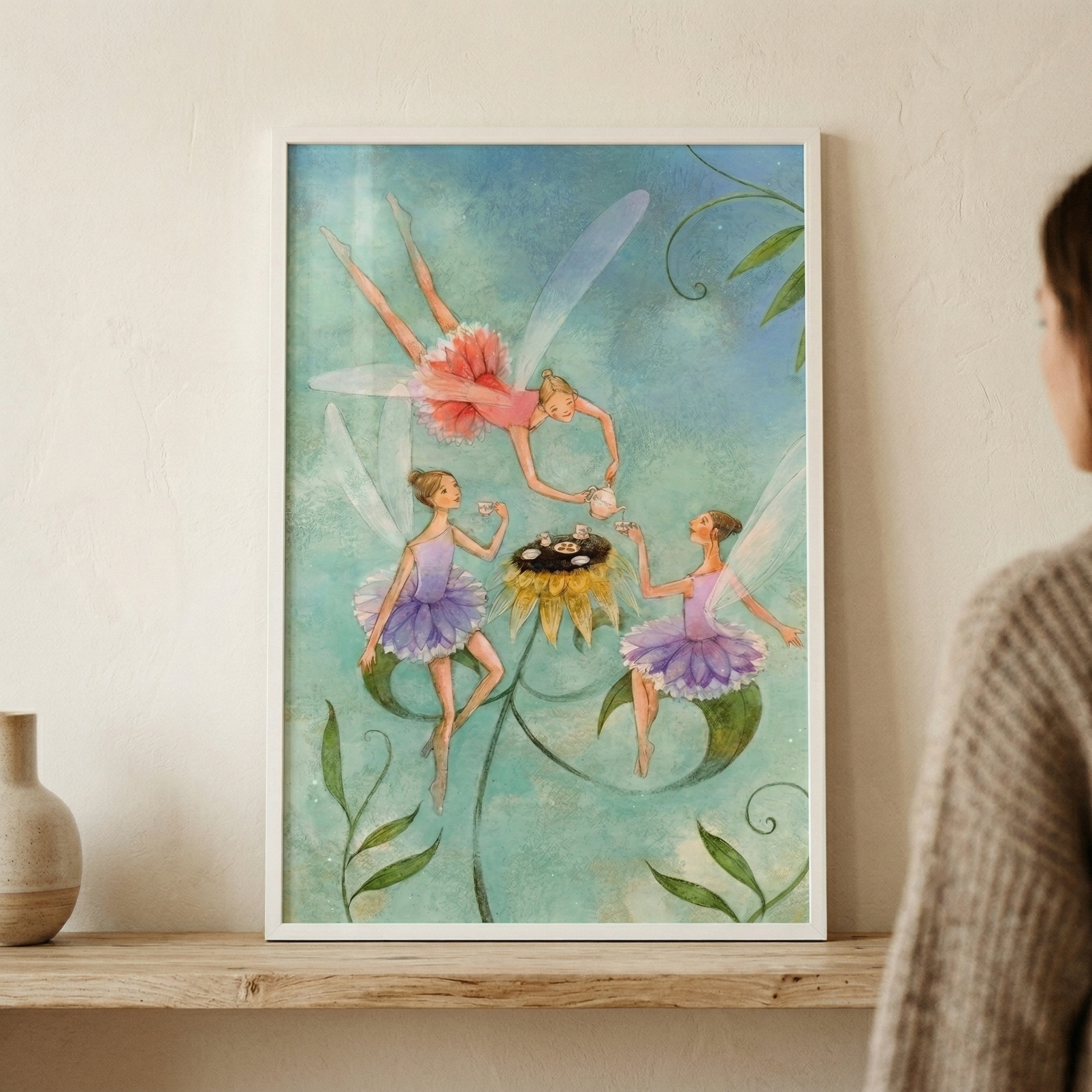 Woodland Pixie Tea Gathering Wall Art - Whimsical Petal Party