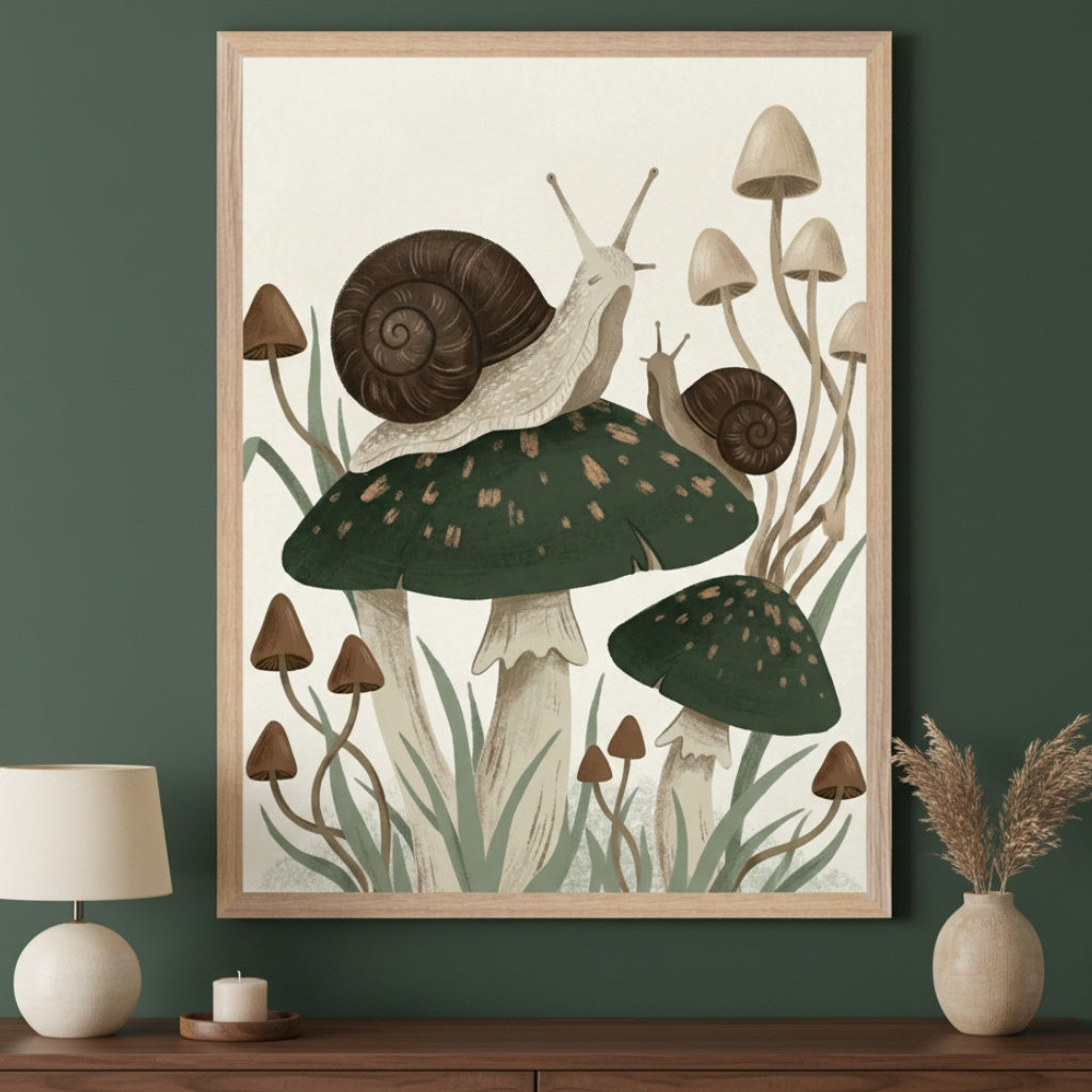 Mushroom Bloom - Woodland Framed Wall Art for Living Room, Bedroom or Office
