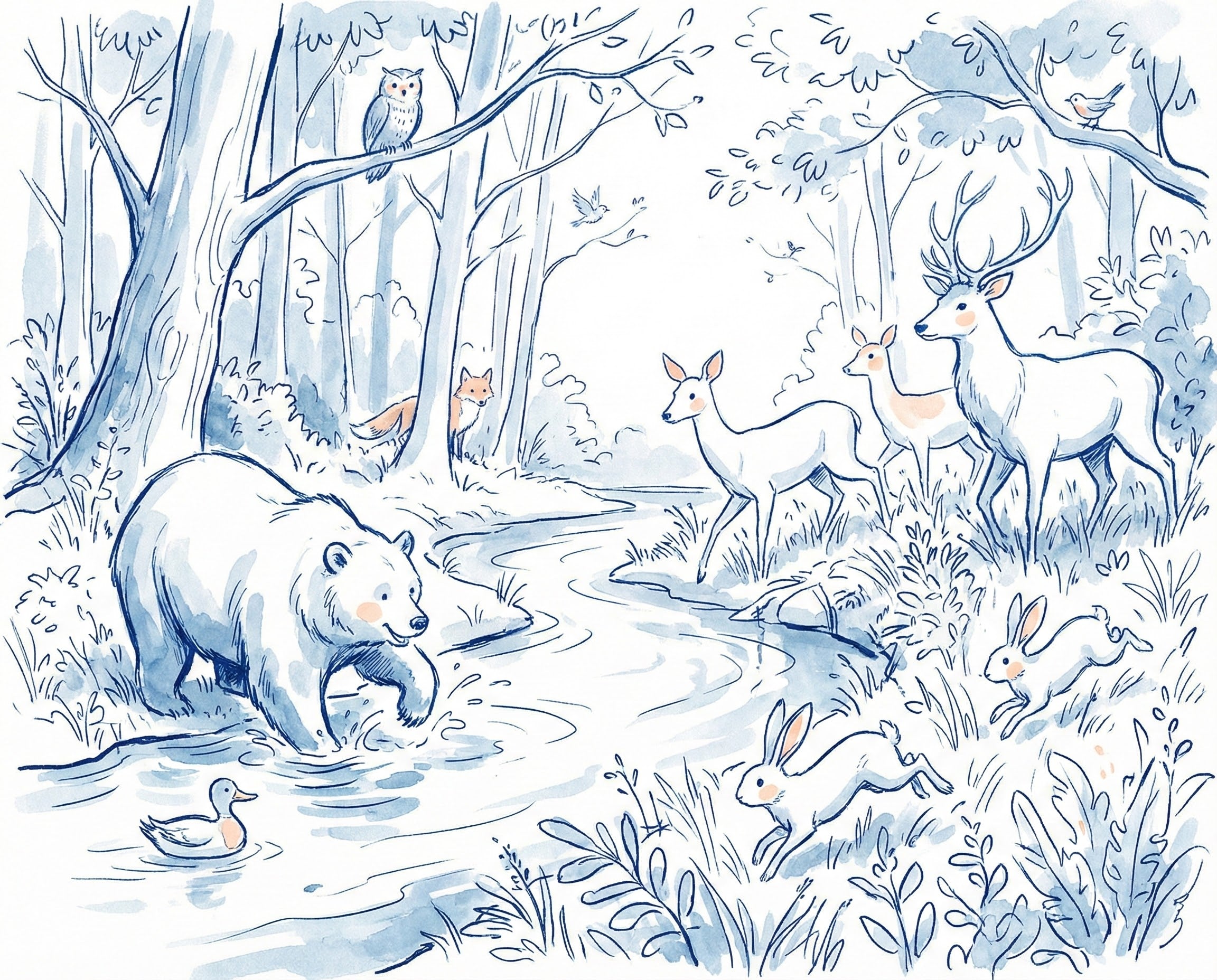 Puddle Play Bear - Woodland Framed Wall Art for Nursery, Playroom or Kids Bedrooms