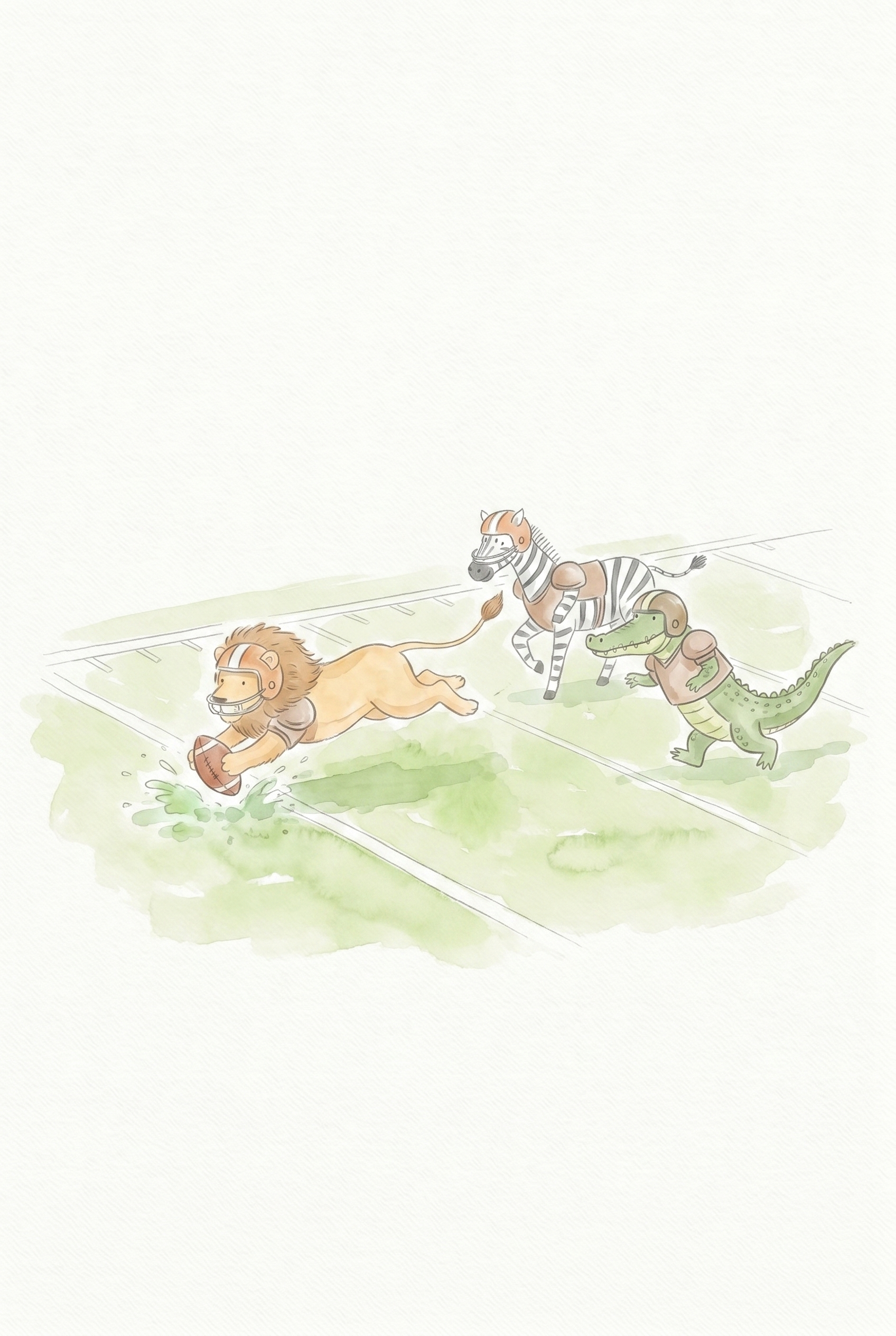 Yard Line Football Animals Wall Art - Wild Football Dash