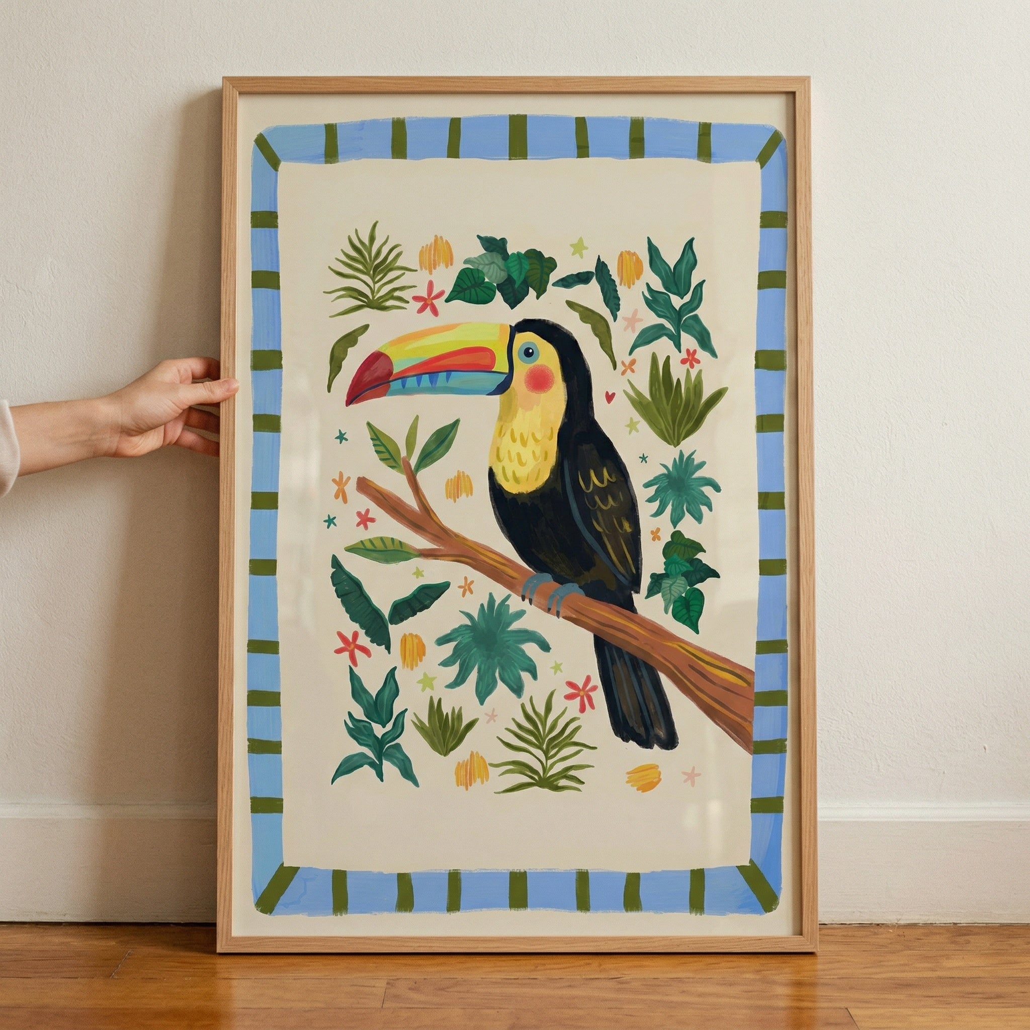 Yellow Chest Black Toucan Artwork - Tropical Toucan Perch