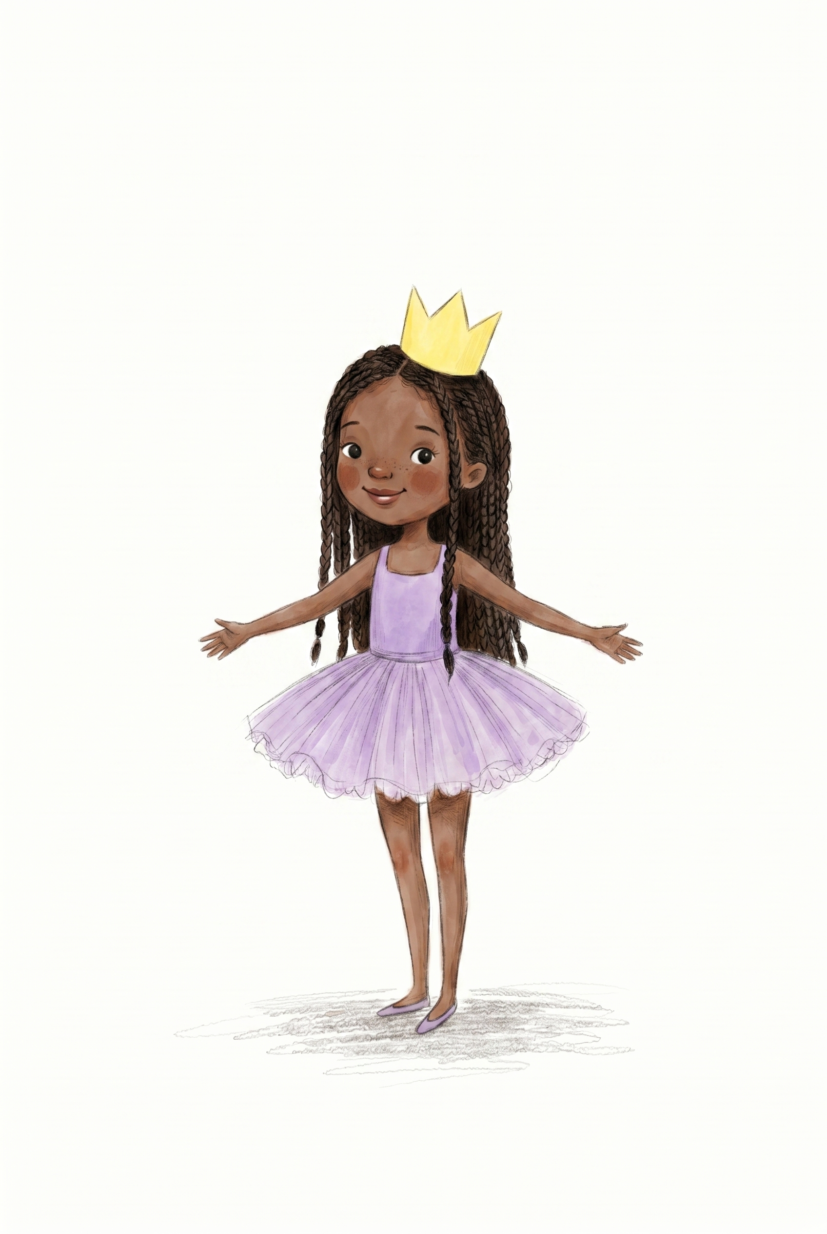 Yellow Crown Ballerina Girl Wall Art - Little Ballerina Princess