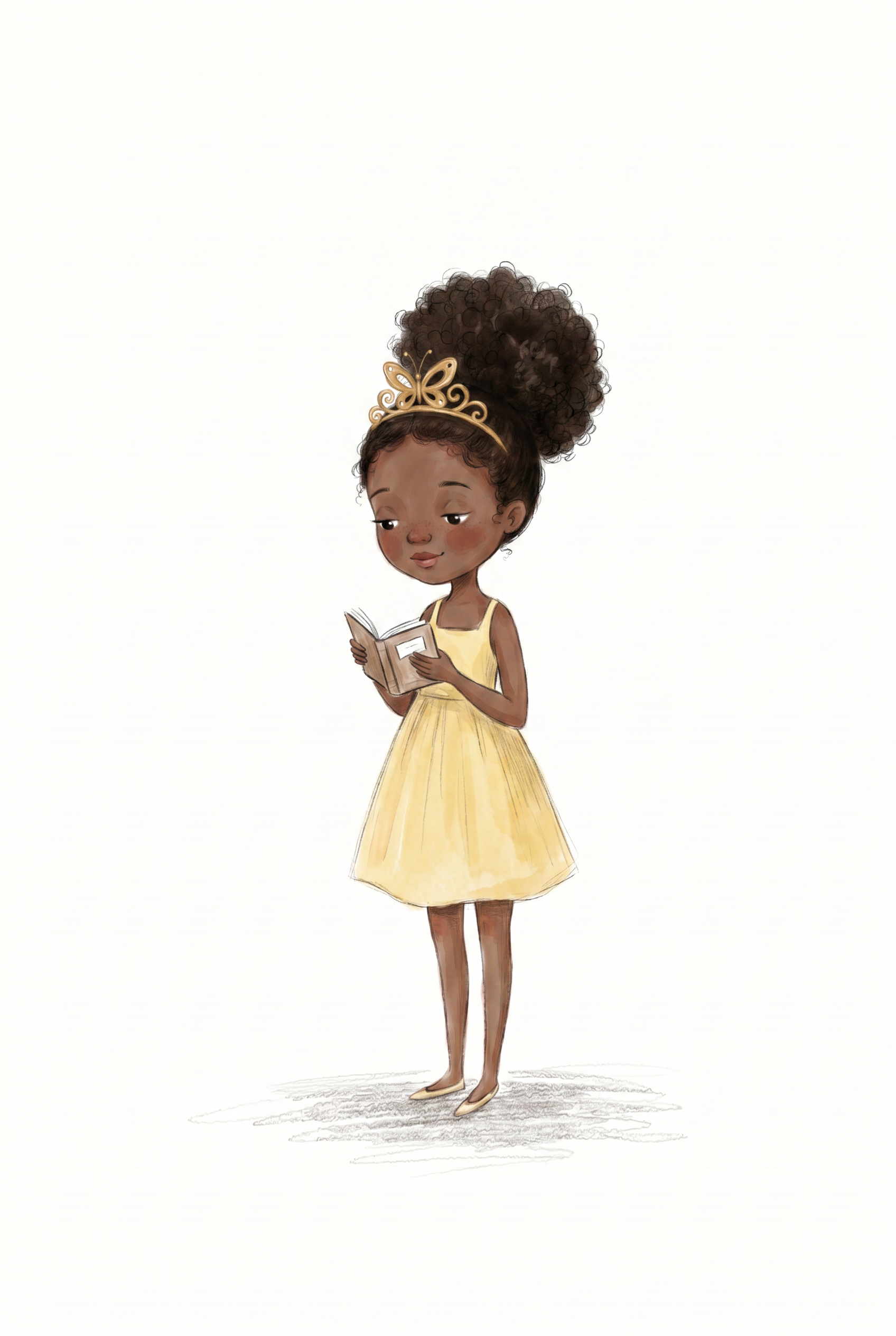Yellow Dress Reading Girl Wall Art - Little Scholar Princess