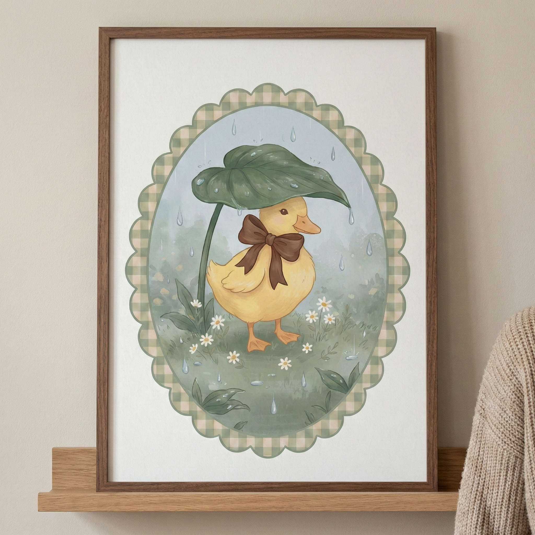 Yellow Duckling Wall Art - Rainy Day Duckling