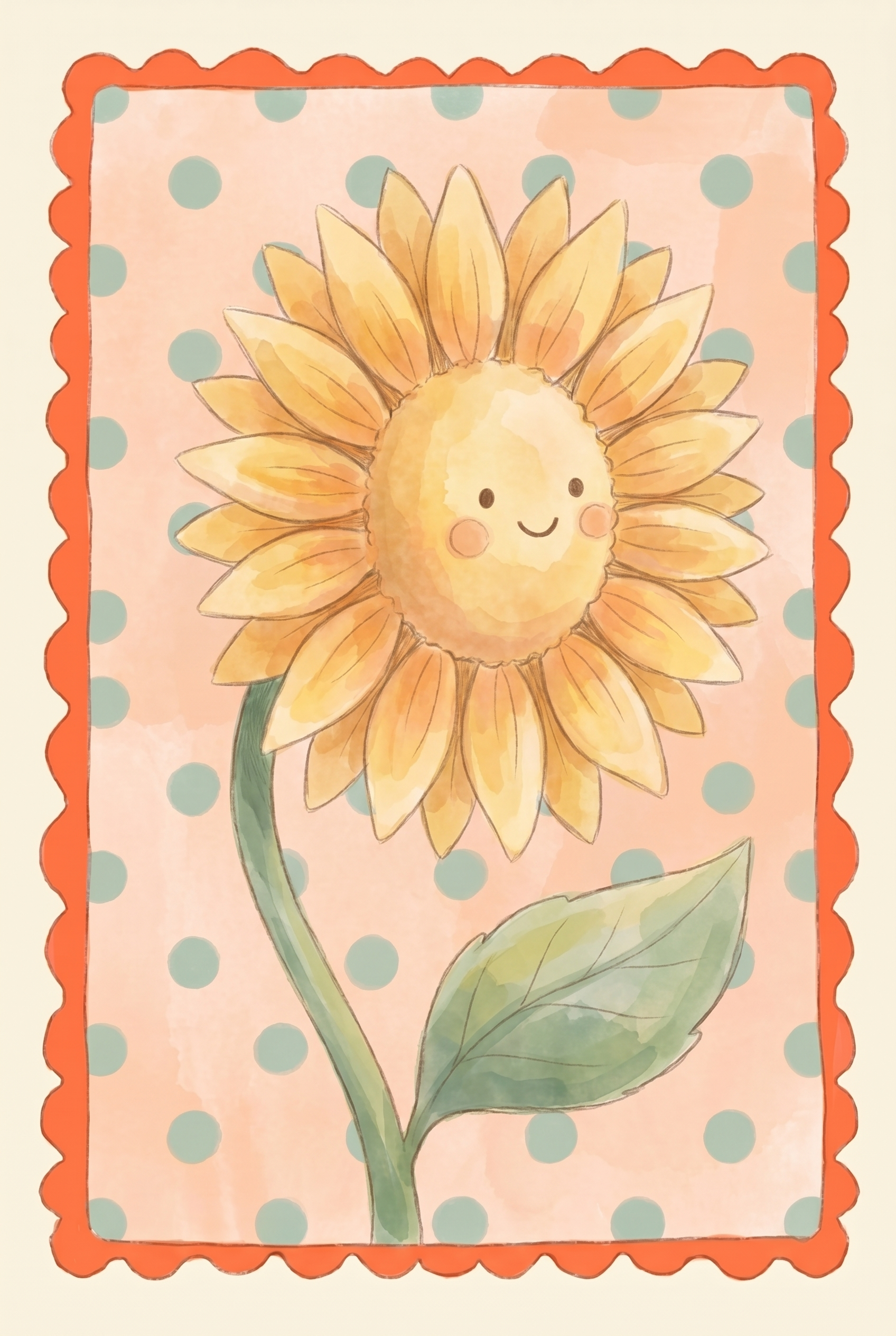 Yellow Polka Dot Sunflower Wall Art - Happy Golden Bloom