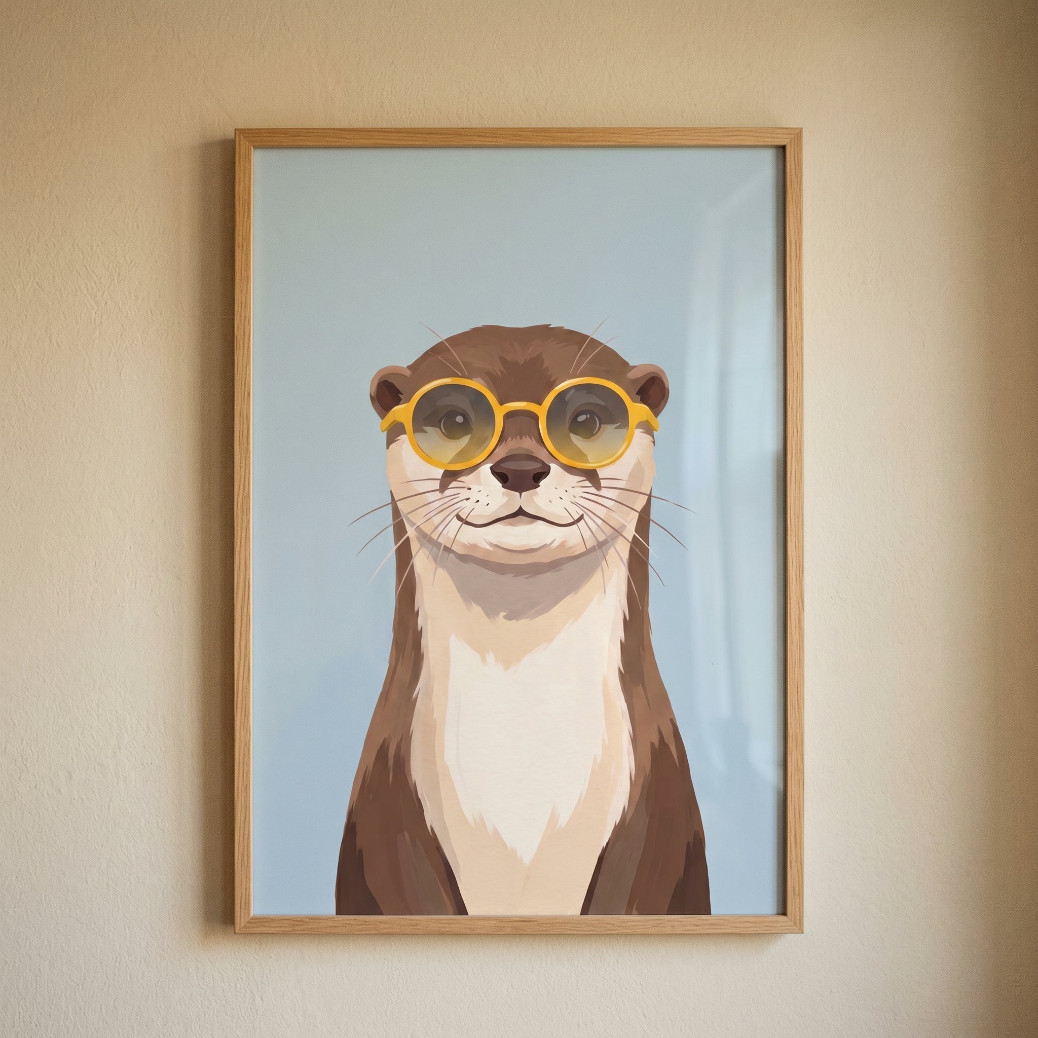 Yellow Round Glasses Otter Wall Art - Sunny Otter Style