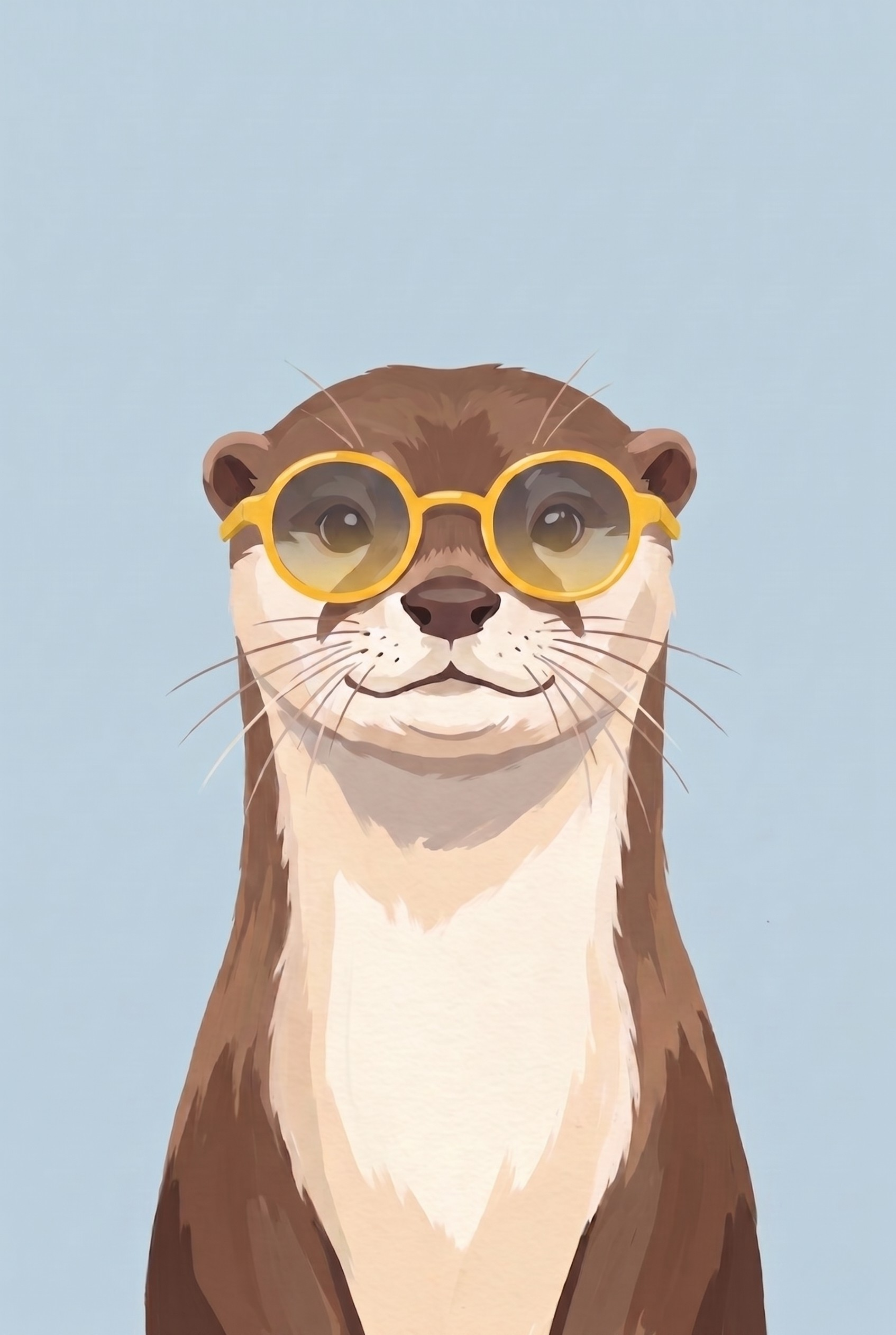 Yellow Round Glasses Otter Wall Art - Sunny Otter Style
