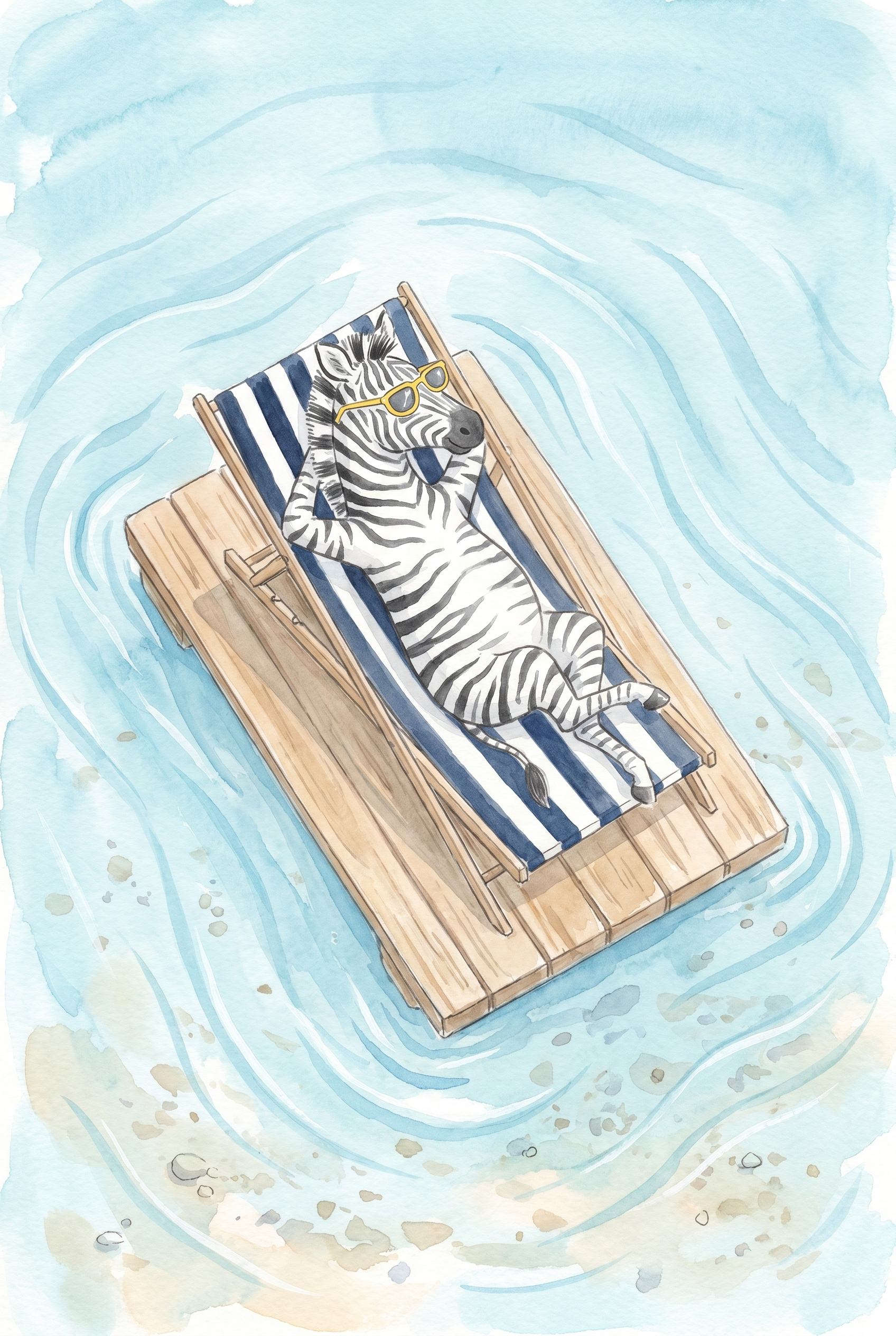 Yellow Sunglasses Beach Zebra Wall Art - Summer Zebra Float