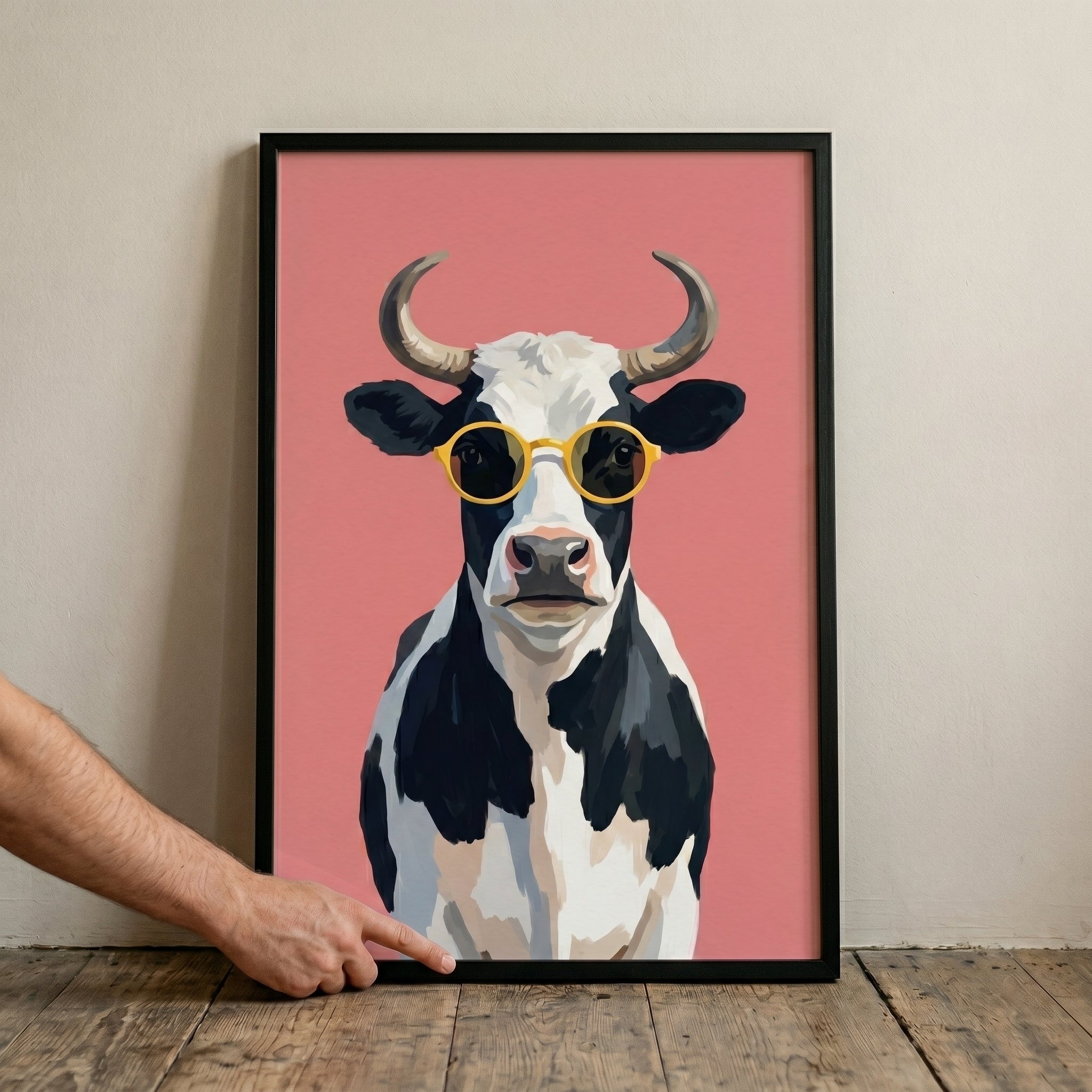 Yellow Sunglasses Funky Cow Wall Art - Funky Bovine Style