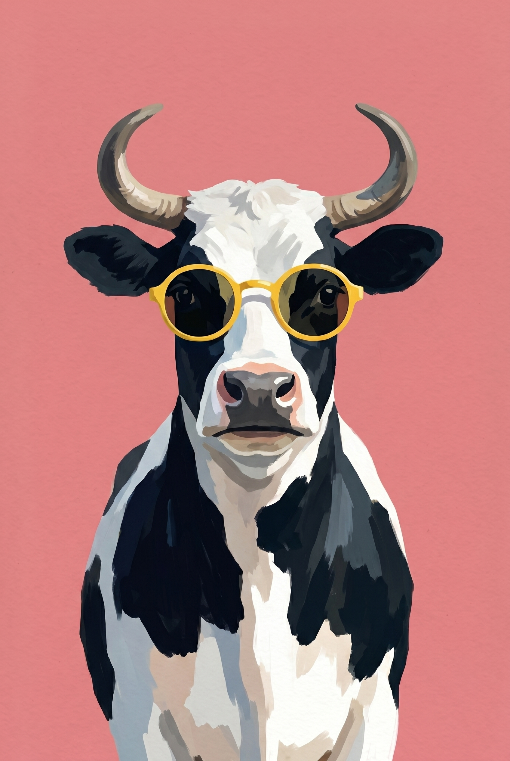 Yellow Sunglasses Funky Cow Wall Art - Funky Bovine Style