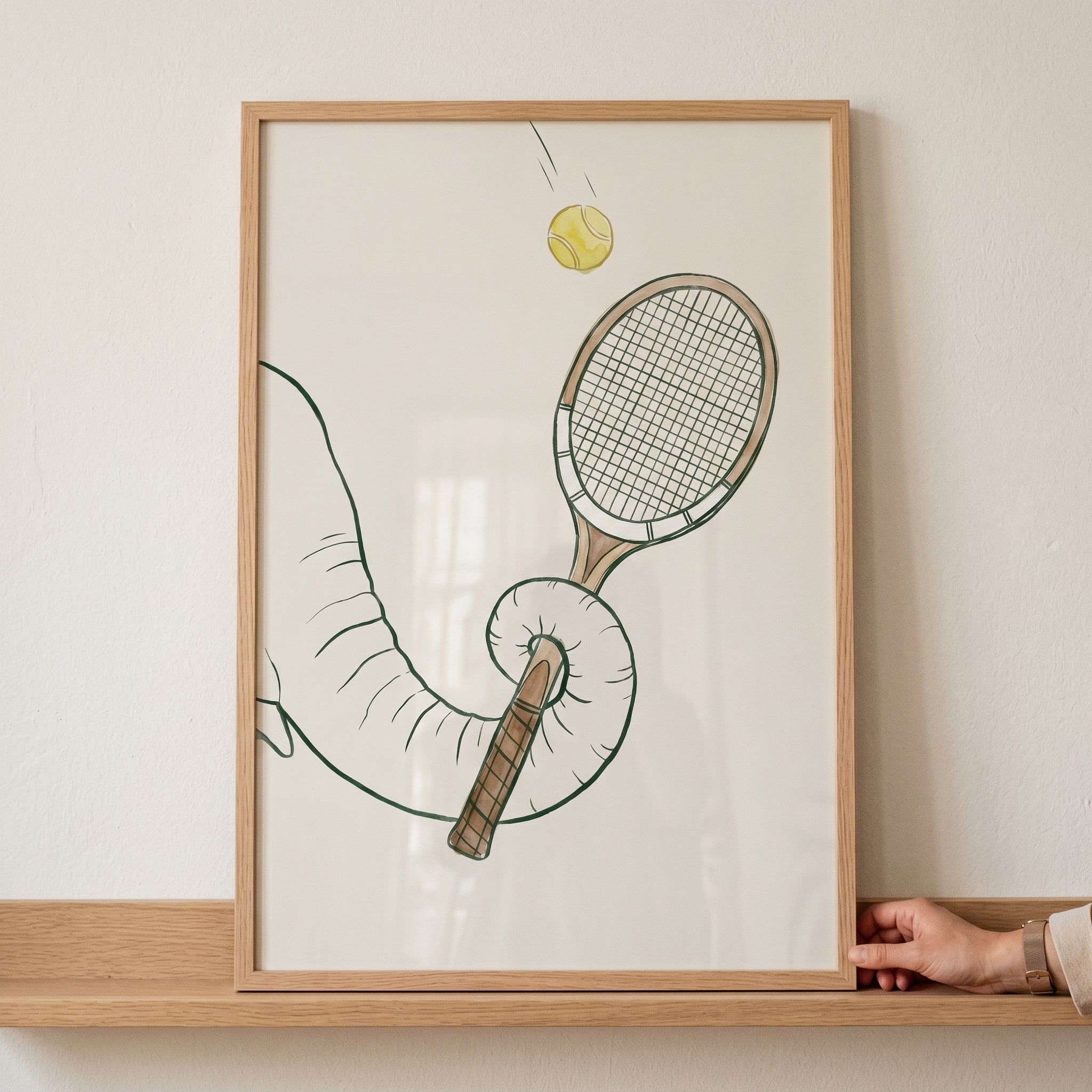 Yellow Tennis Ball Elephant Print - Trunk Tennis Ace