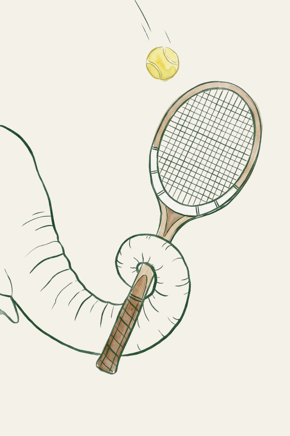 Yellow Tennis Ball Elephant Print - Trunk Tennis Ace
