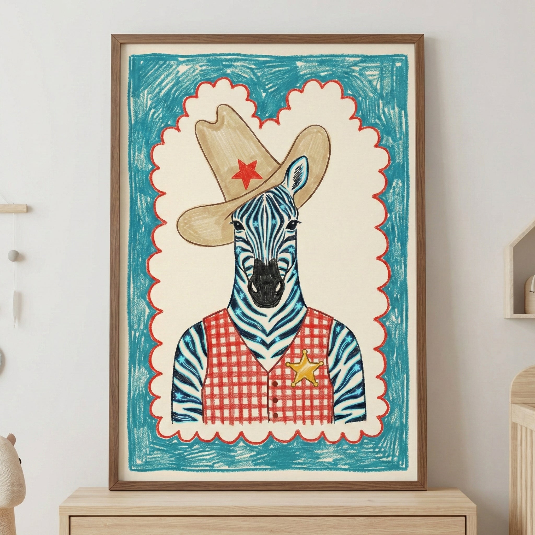 Deputy Dapper Stripes - Cowboy Framed Wall Art for Nursery, Playroom or Kids Bedrooms