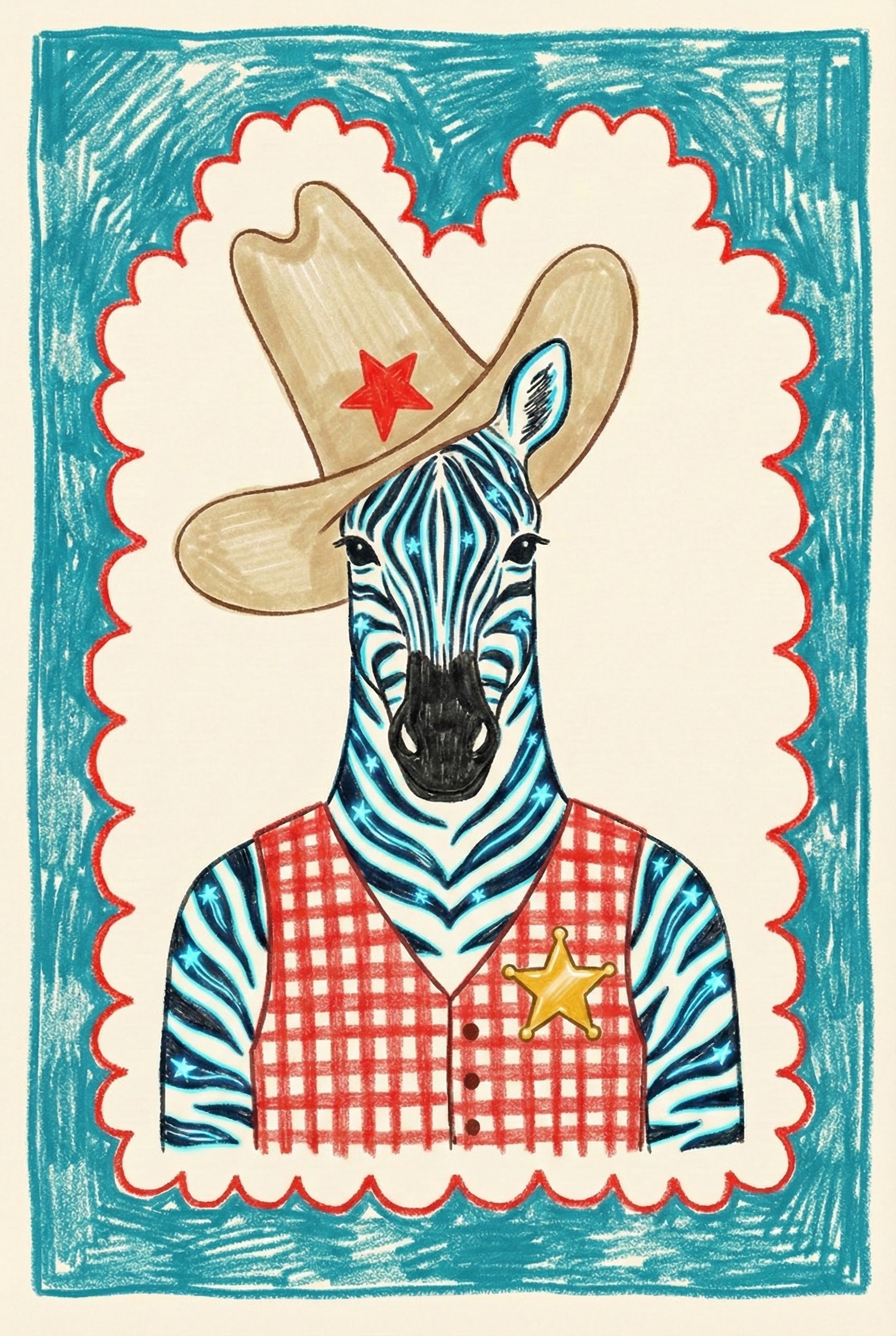 Deputy Dapper Stripes - Cowboy Framed Wall Art for Nursery, Playroom or Kids Bedrooms