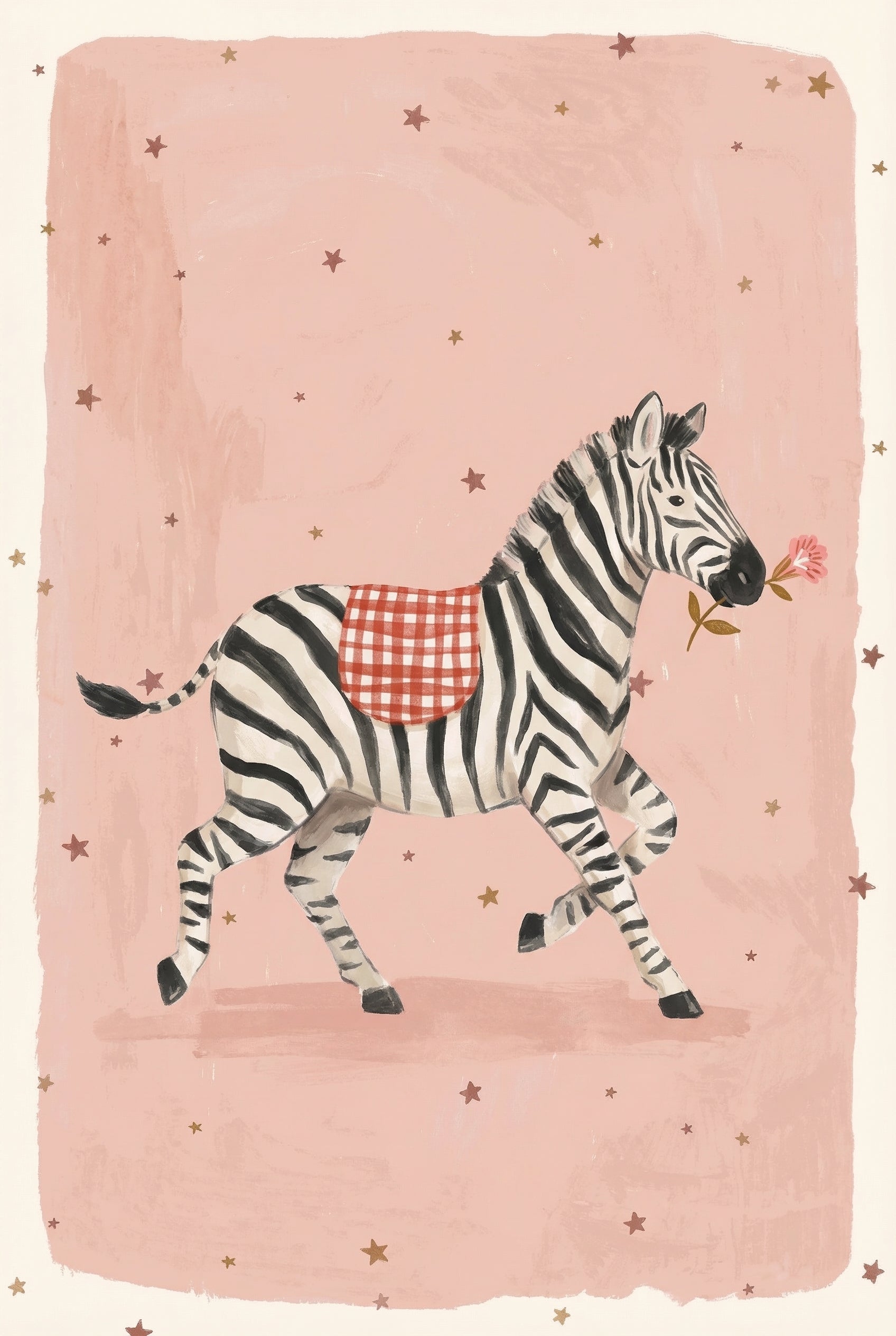 Holding Flower Zebra Wall Art - Striped Flower Friend