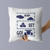 Car Throw Pillows | Set of 3 |  Ready, Set, Go! | For Nurseries & Kid's Rooms