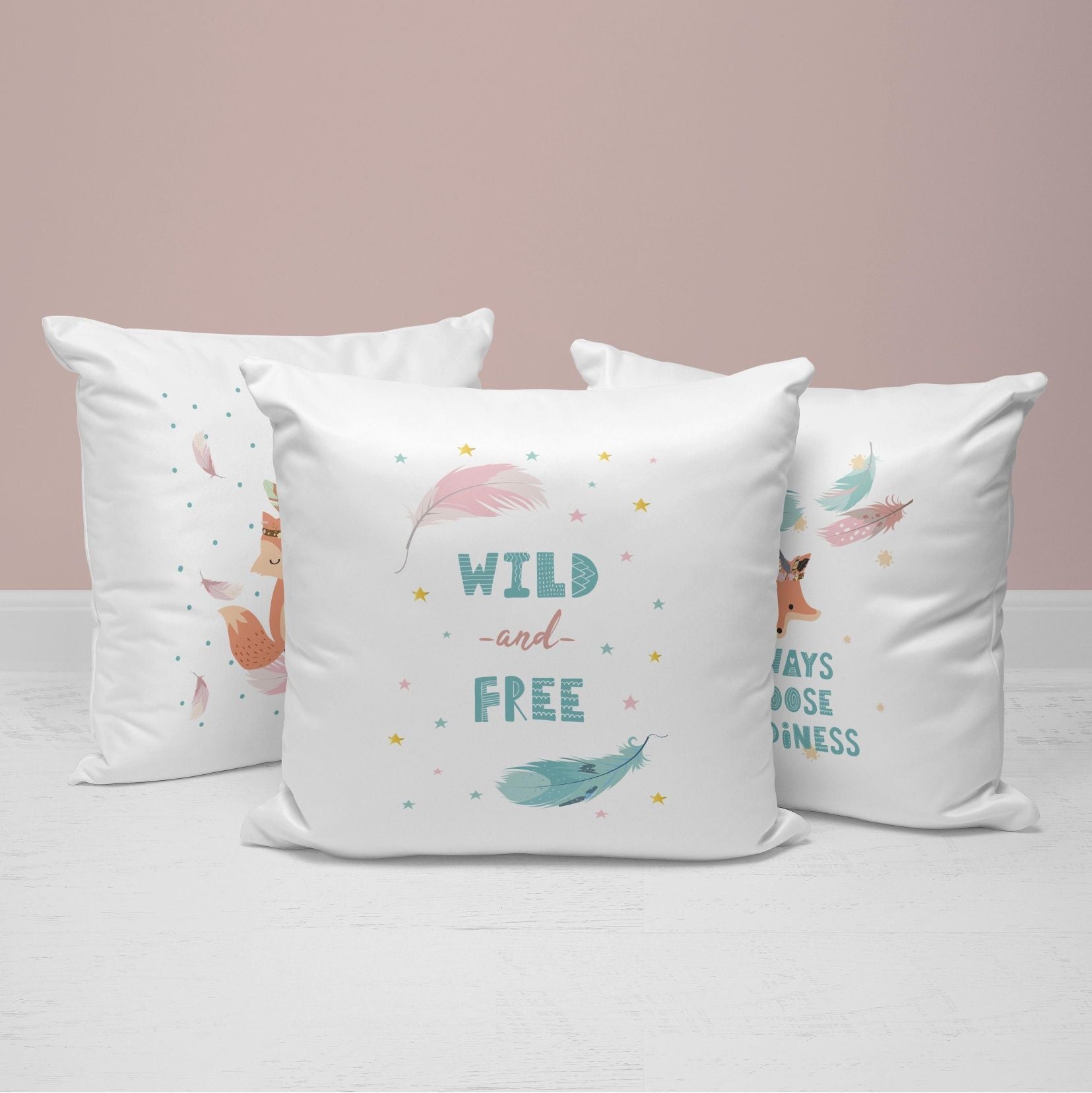 Fox Throw Pillows | Set of 3 | Boho Fox | For Nurseries & Kid's Rooms