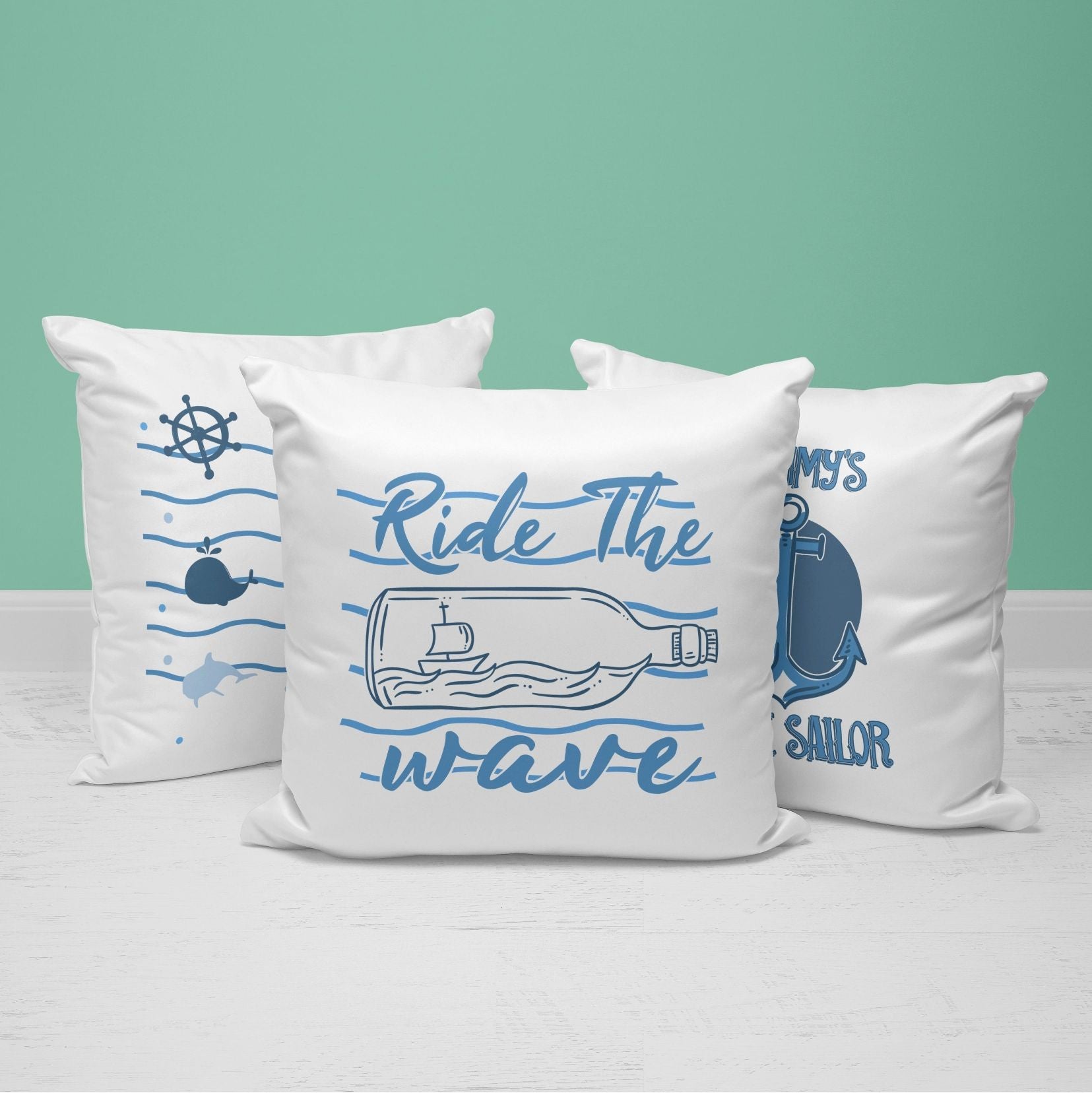 Aqua INDOOR Pillow Covers Nautical Beach Decor Decorative - Etsy
