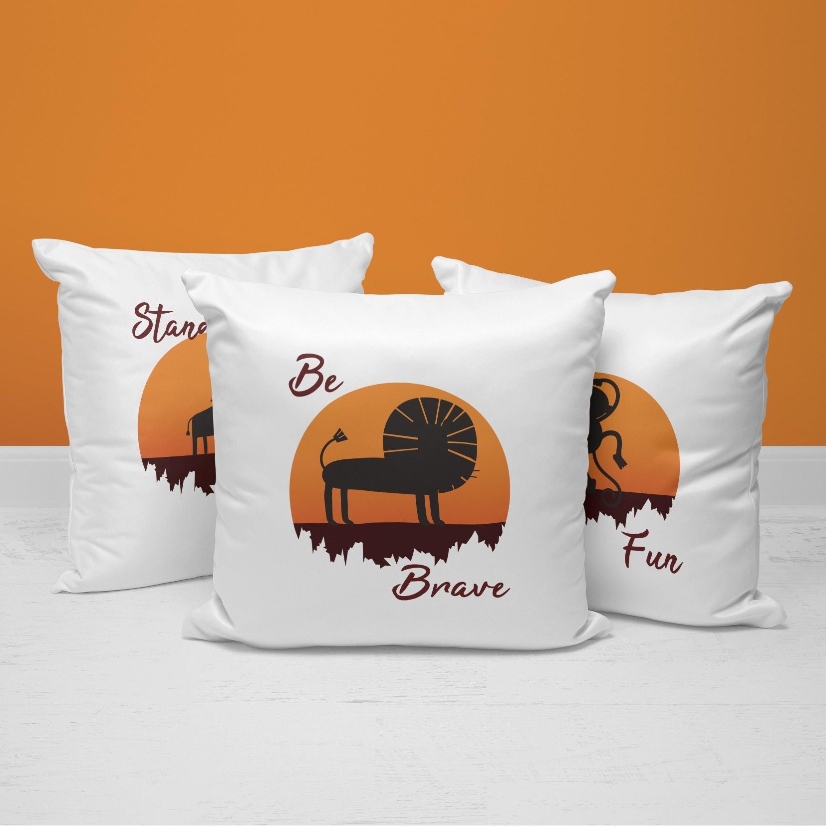 Safari Throw Pillows | Set of 3 | Safari Fun | For Nurseries & Kid's Rooms