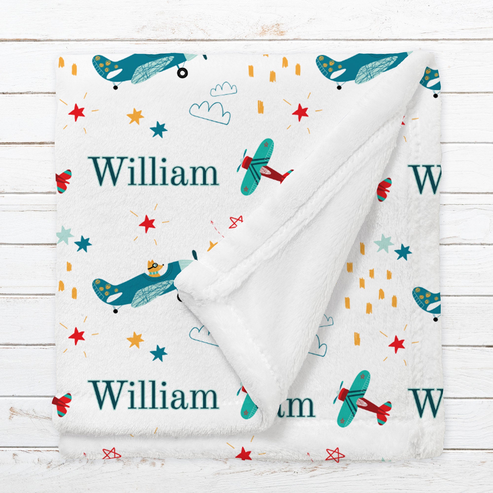 Personalized Airplane Blanket for Babies, Toddlers and Kids - Snuggly Landing