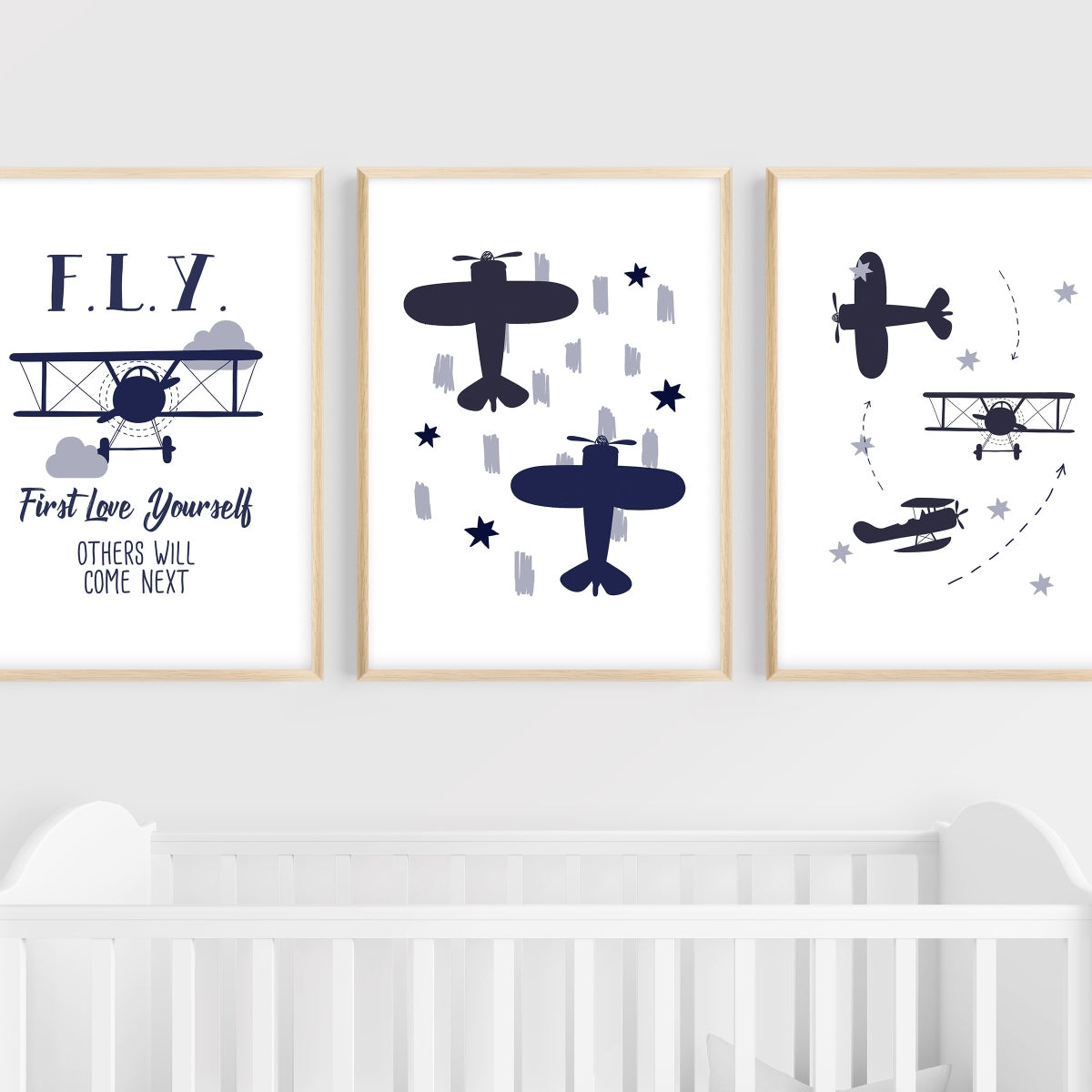 Airplane Wall Art | Set of 3 | Collection: Snuggly Landing | For Nurseries & Kid's Rooms