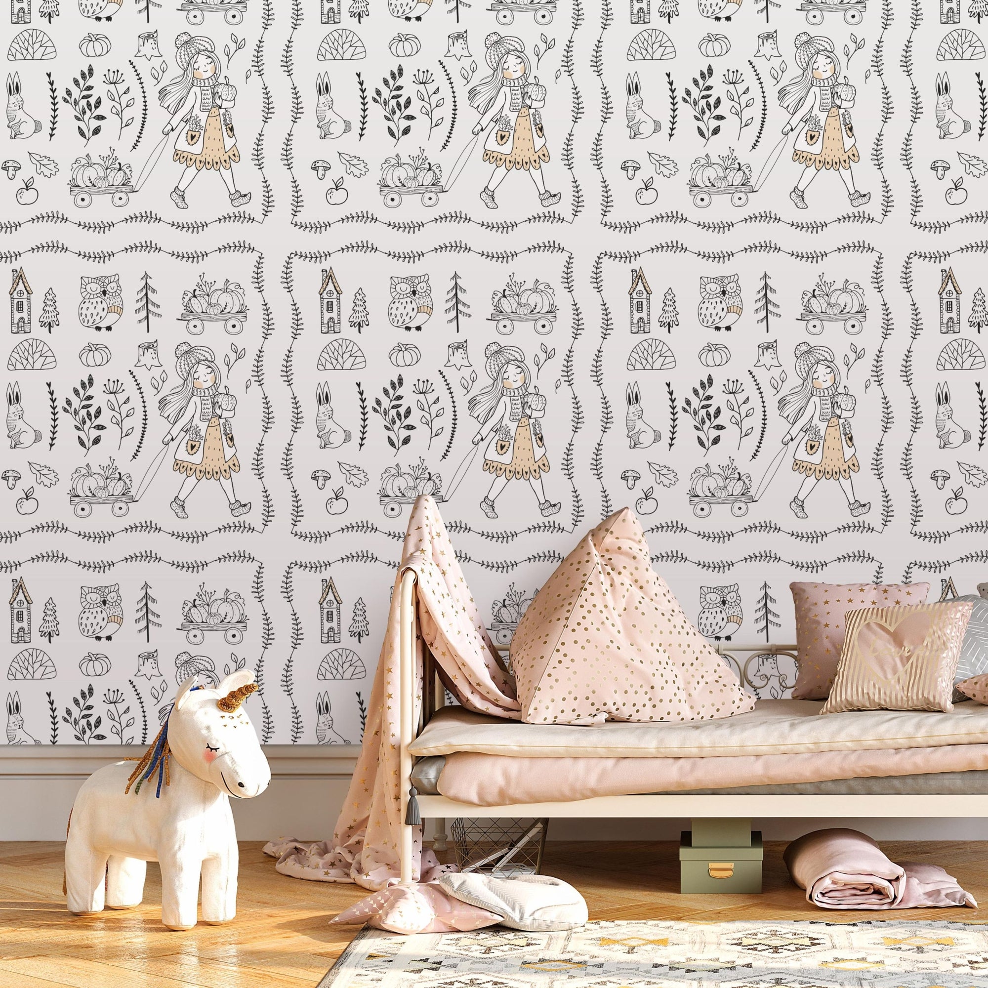 Autumn Wallpaper for Nursery and Kids Rooms - Autumn Strolls