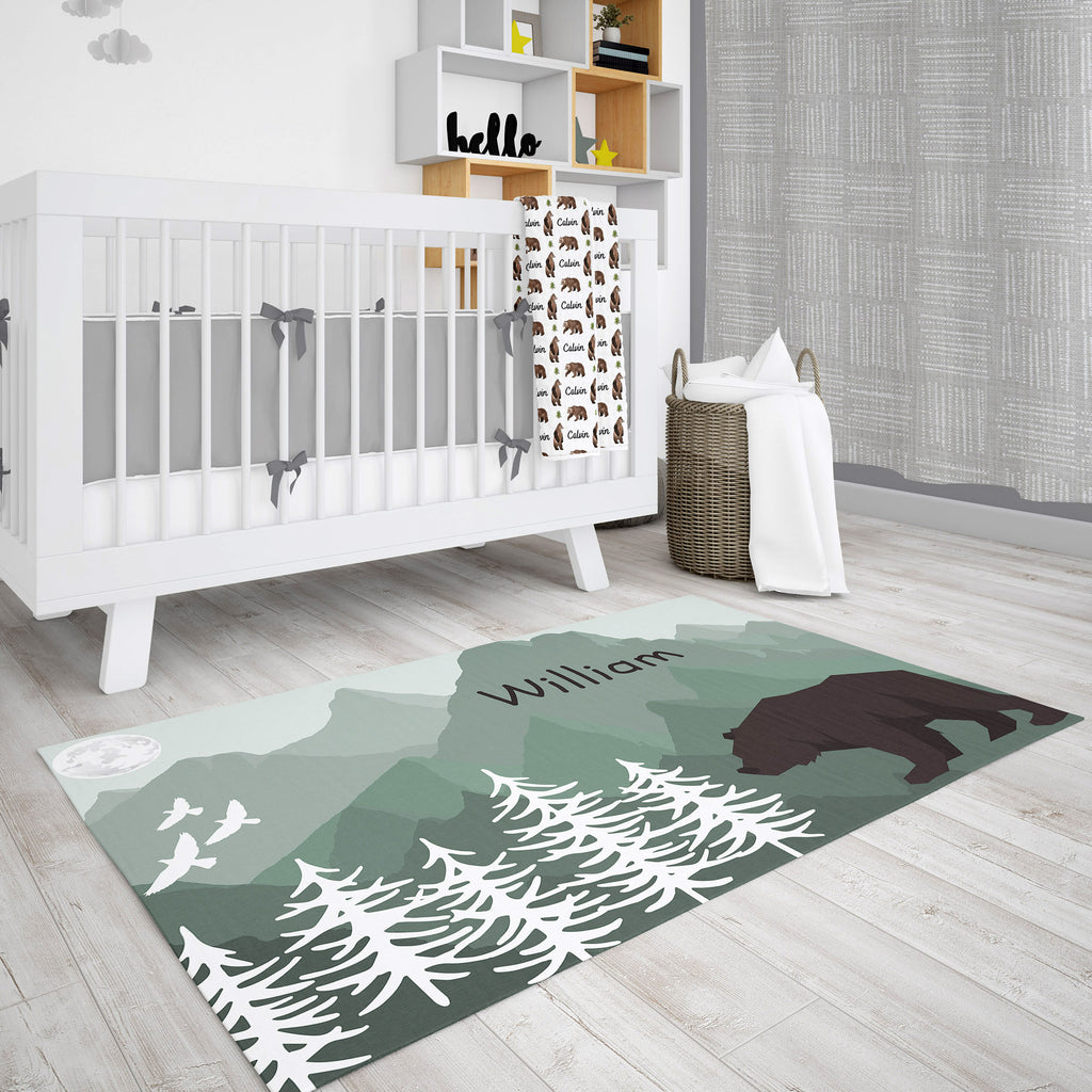 Personalized Bear Area Rug for Nurseries and Kid's Rooms - Bear-y Cute