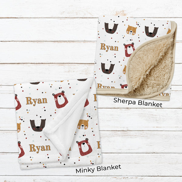Personalized Bear Blanket for Babies, Toddlers and Kids - Bear-y Cute