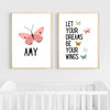 Personalized Butterfly Wall Art  | Set of 2 | Collection: Field of Beauty | For Nurseries & Kid's Rooms